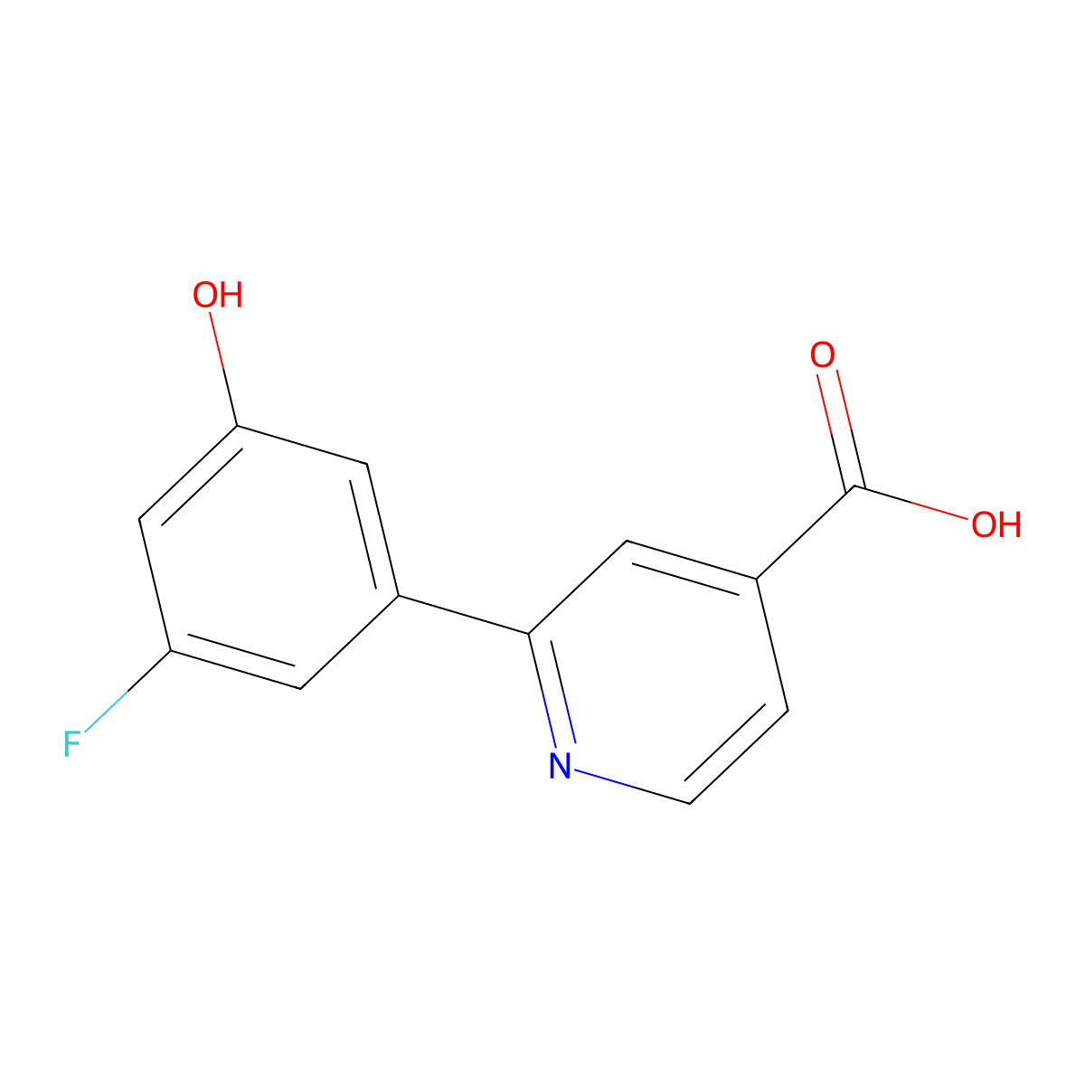 2-(3-Fluoro-5-hydroxyphenyl)pyridine-4-carboxylic acid molecular structure, CAS 1261919-73-6