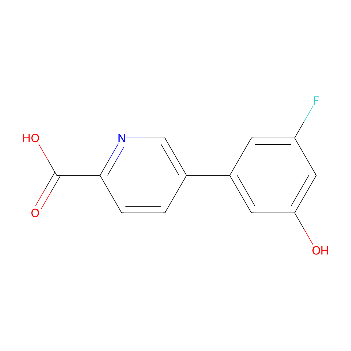 5-(3-Fluoro-5-hydroxyphenyl)picolinic acid molecular structure, CAS 1261919-84-9