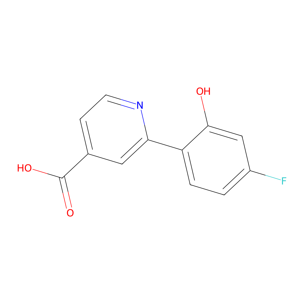 2-(4-Fluoro-2-hydroxyphenyl)isonicotinic acid molecular structure, CAS 1261919-94-1
