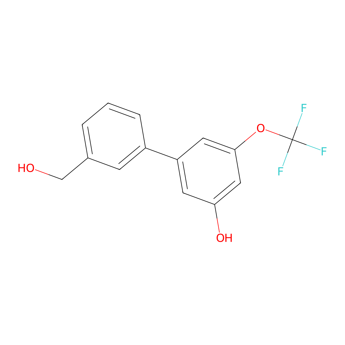 5-(3-Hydroxymethylphenyl)-3-trifluoromethoxyphenol molecular structure, CAS 1261919-95-2