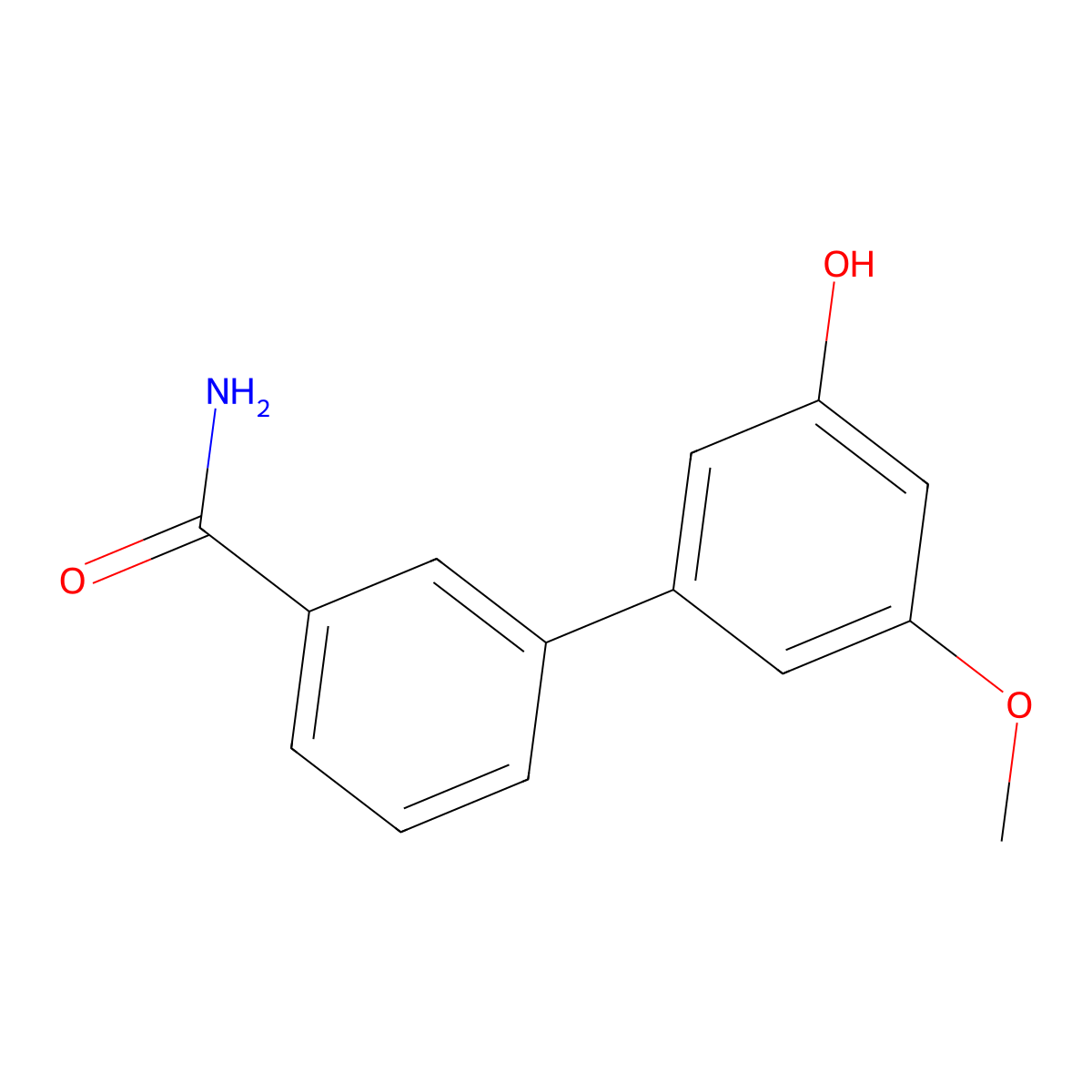 3'-Hydroxy-5'-methoxy[1,1'-biphenyl]-3-carboxamide molecular structure, CAS 1261919-96-3