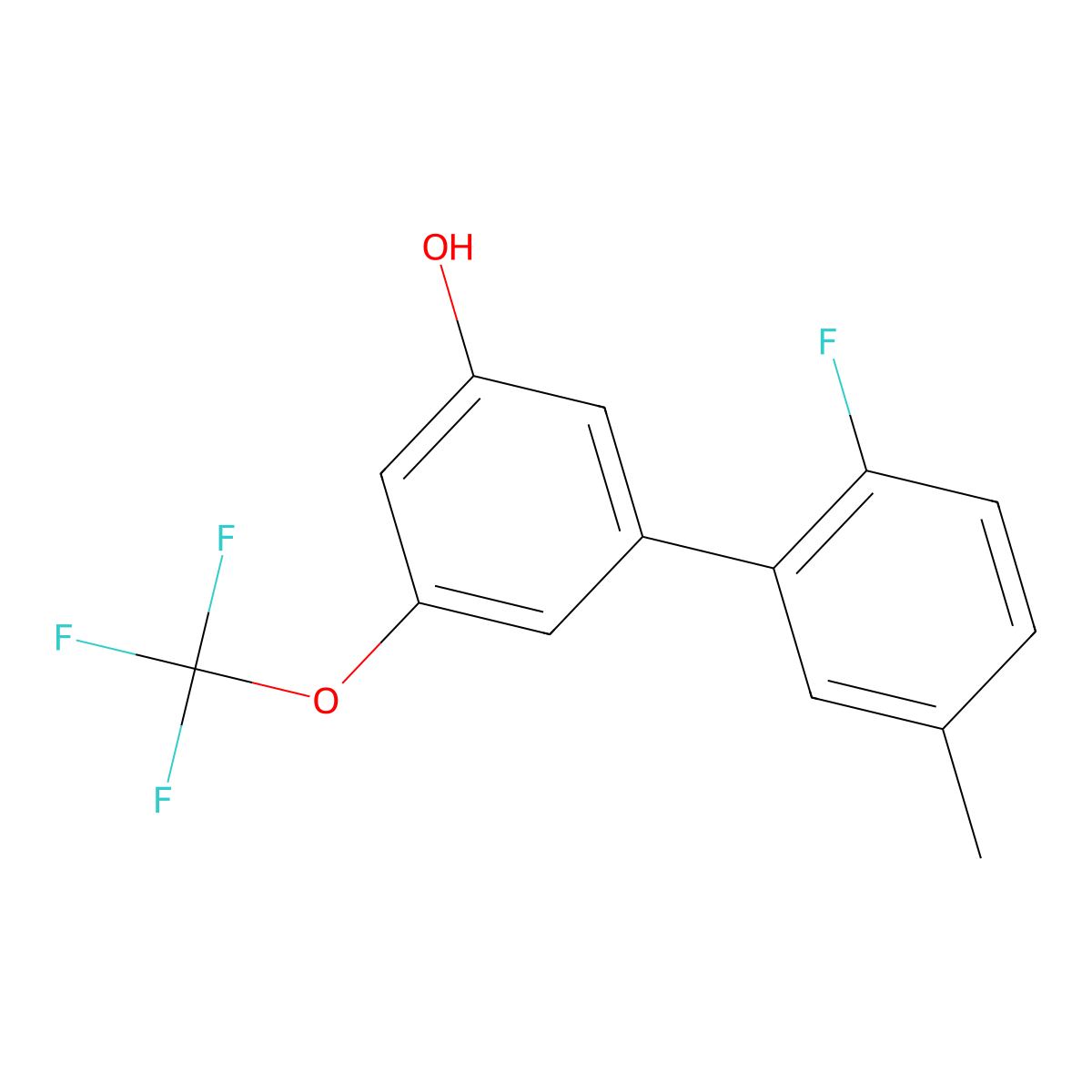 5-(2-Fluoro-5-methylphenyl)-3-trifluoromethoxyphenol molecular structure, CAS 1261919-99-6