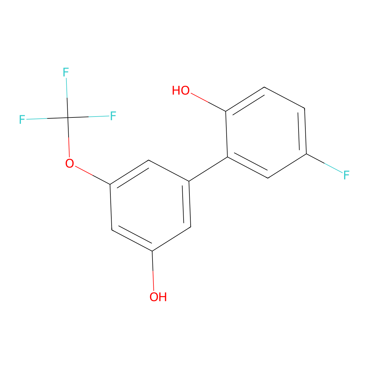 5-(5-Fluoro-2-hydroxyphenyl)-3-trifluoromethoxyphenol molecular structure, CAS 1261920-04-0