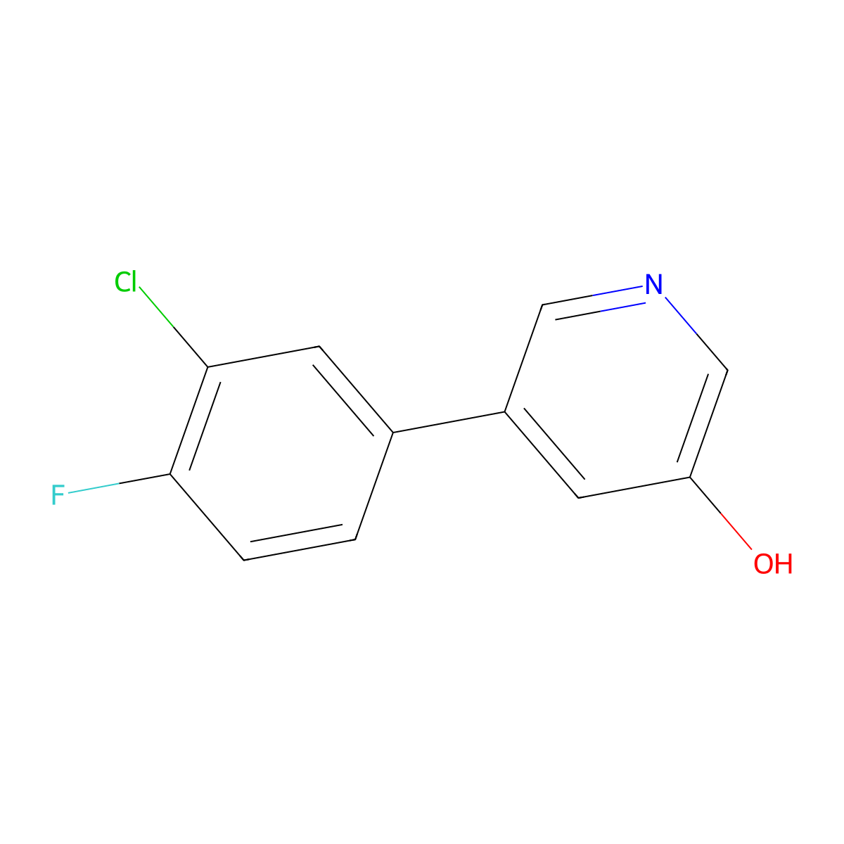 5-(3-Chloro-4-fluorophenyl)pyridin-3-ol molecular structure, CAS 1261920-24-4