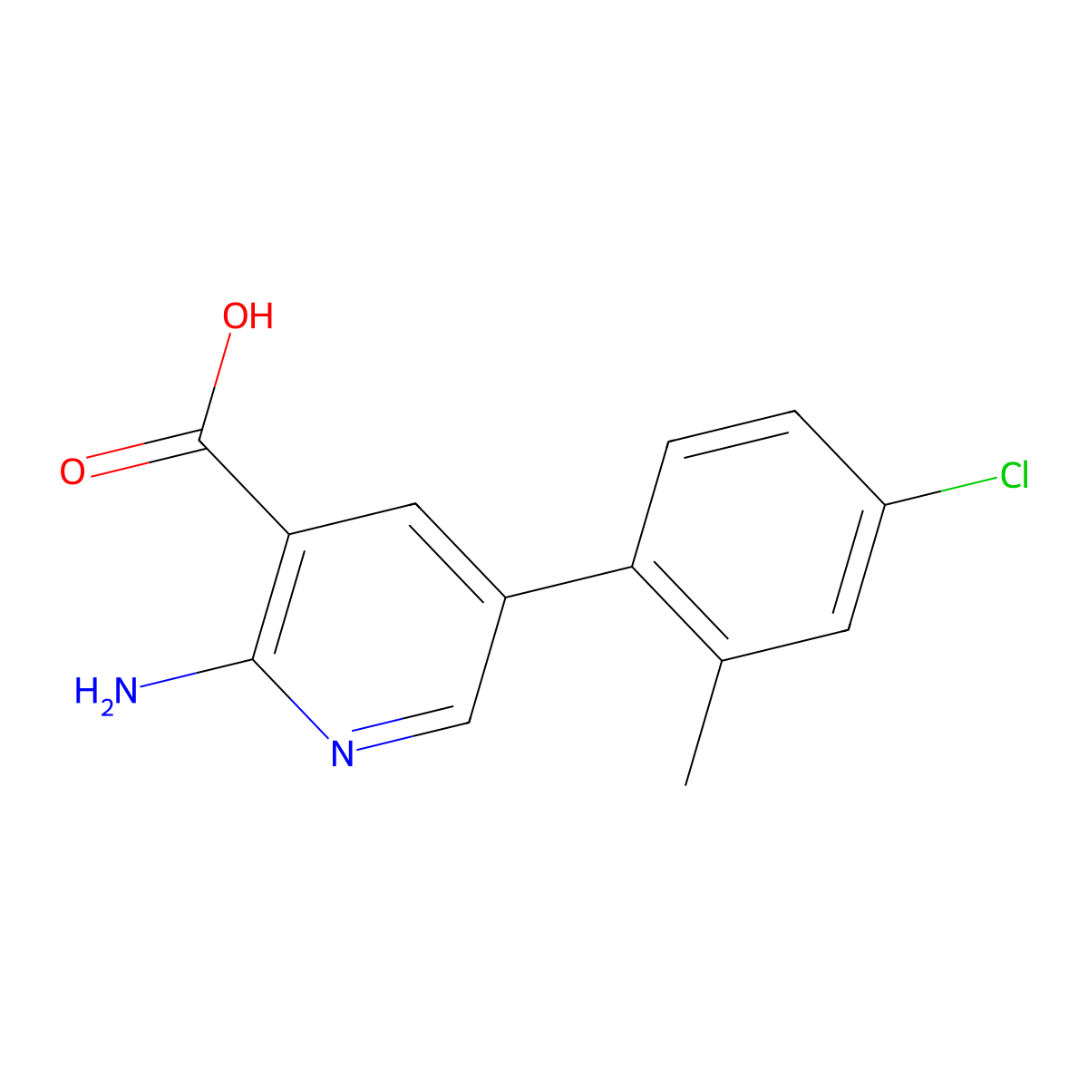 2-Amino-5-(4-chloro-2-methylphenyl)pyridine-3-carboxylic acid molecular structure, CAS 1261920-44-8