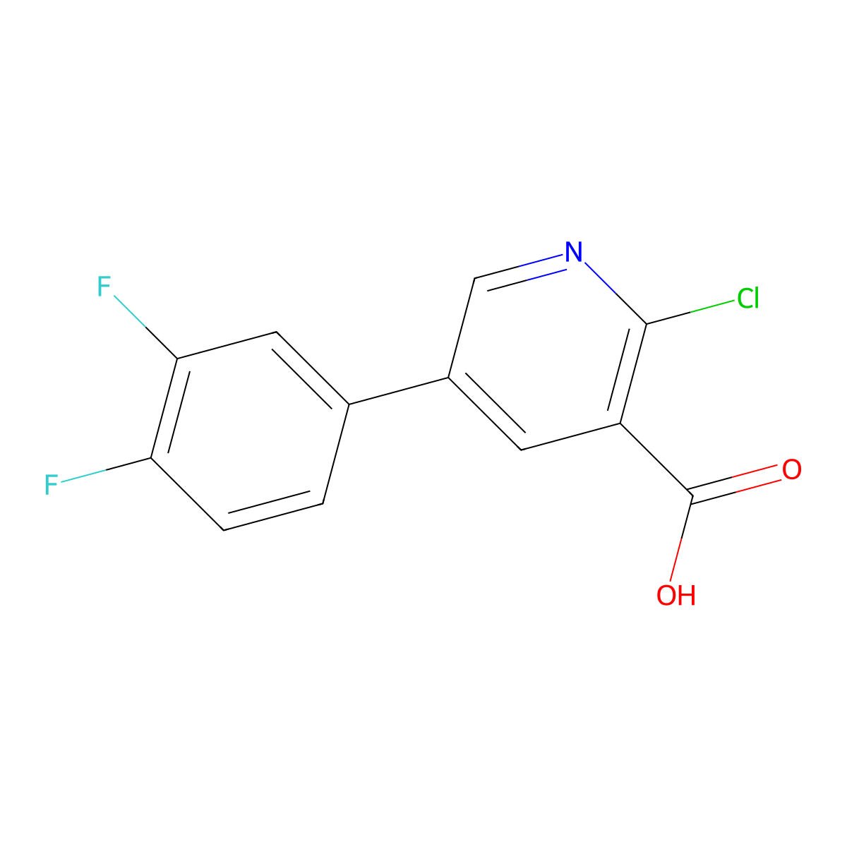 2-Chloro-5-(3,4-difluorophenyl)pyridine-3-carboxylic acid molecular structure, CAS 1261920-49-3