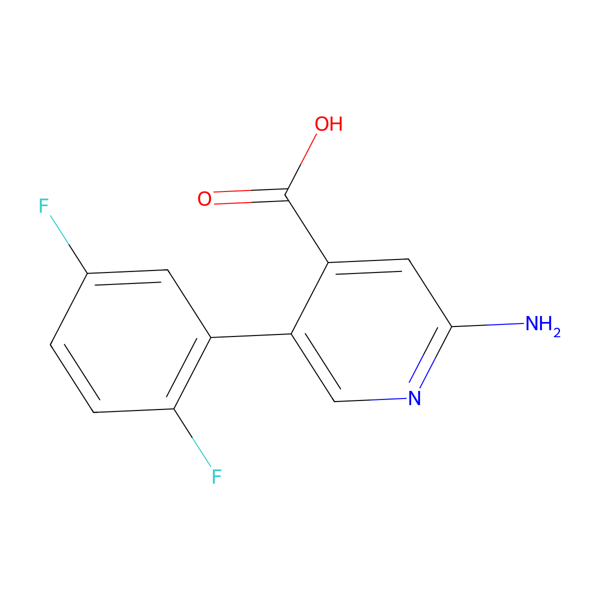 2-Amino-5-(2,5-difluorophenyl)pyridine-4-carboxylic acid molecular structure, CAS 1261920-73-3