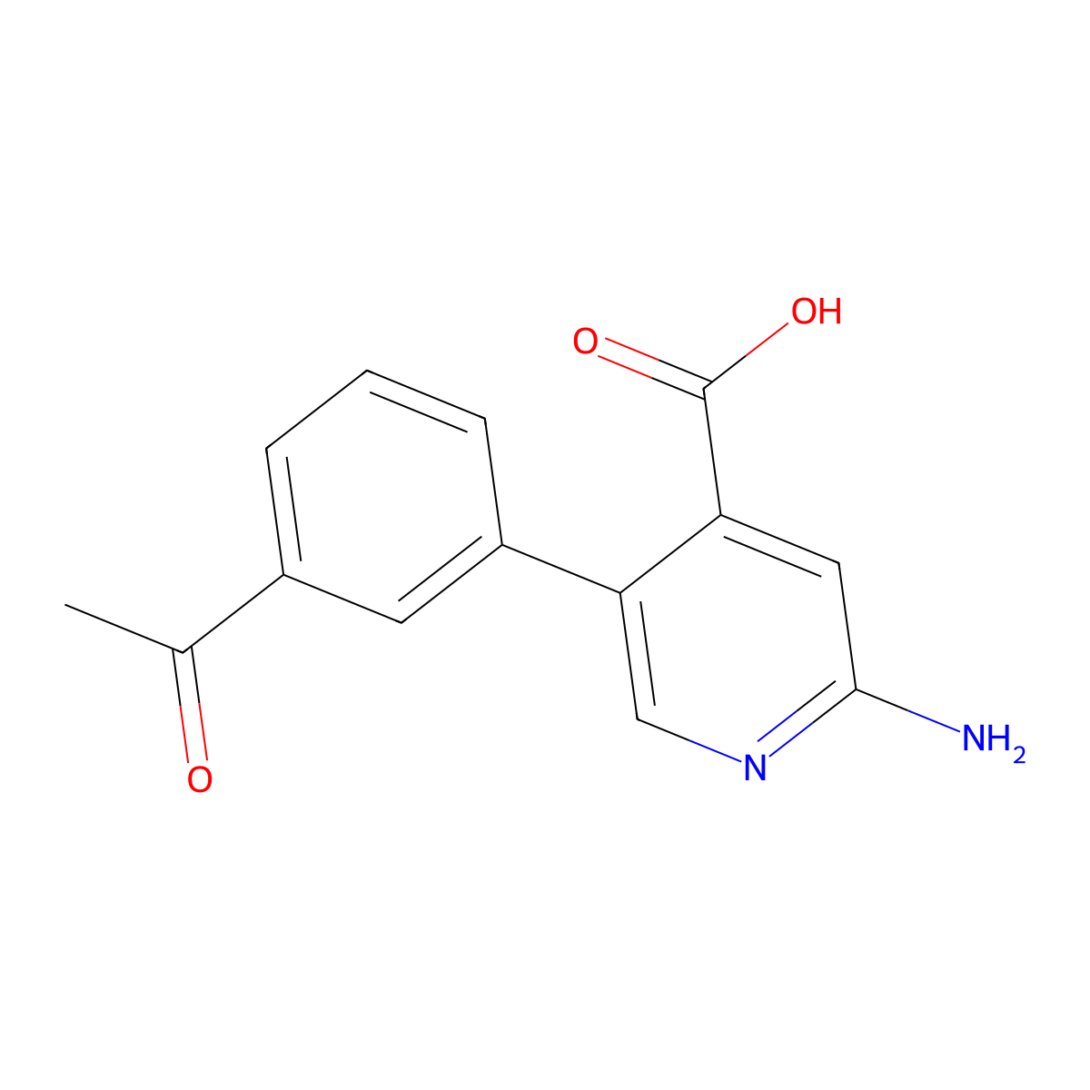 5-(3-Acetylphenyl)-2-aminopyridine-4-carboxylic acid molecular structure, CAS 1261920-75-5