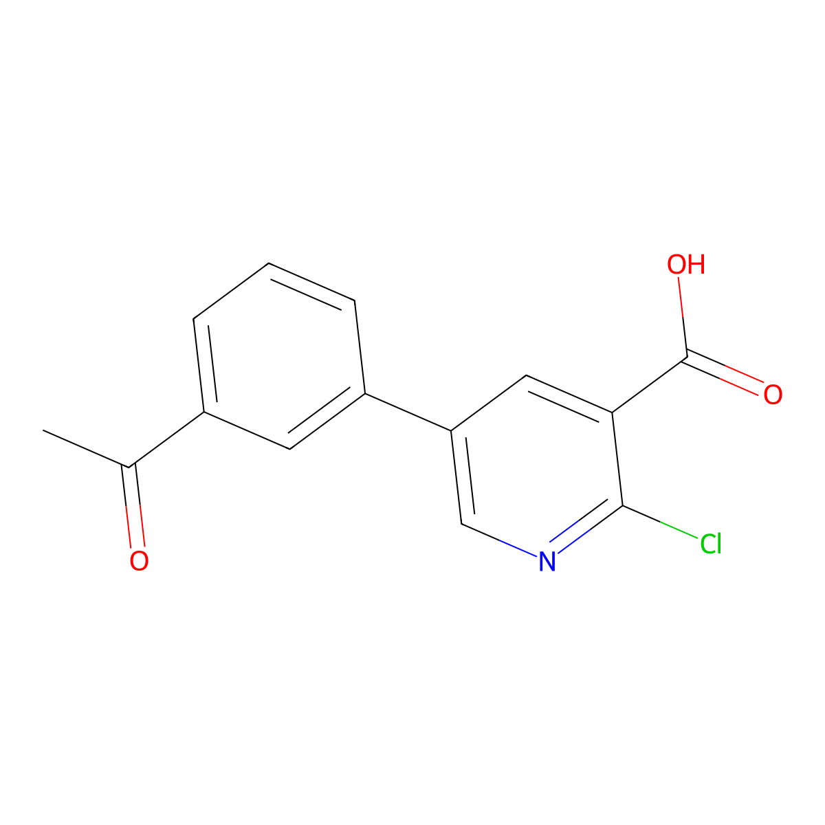 5-(3-Acetylphenyl)-2-chloropyridine-3-carboxylic acid molecular structure, CAS 1261920-82-4