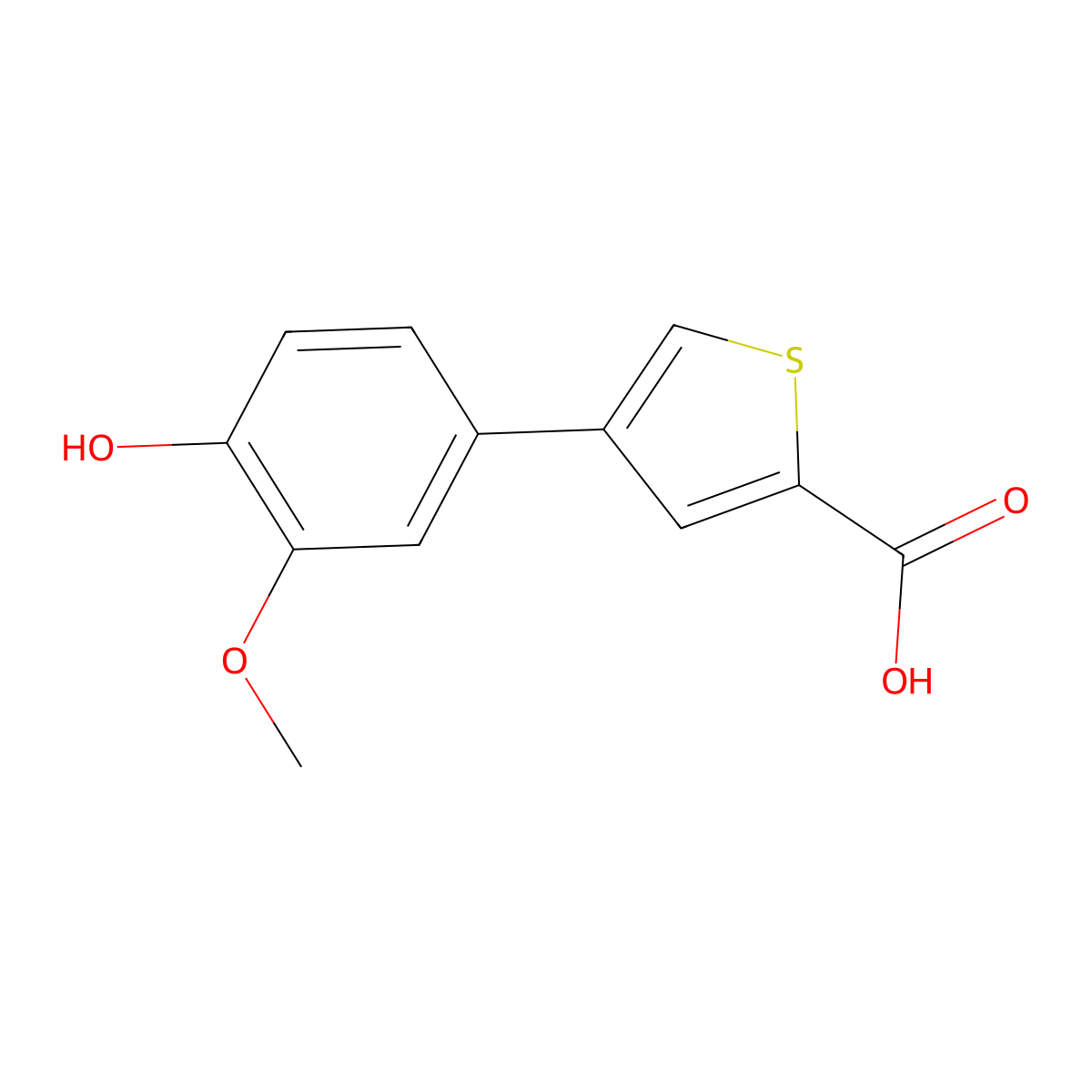 4-(4-Hydroxy-3-methoxyphenyl)thiophene-2-carboxylic acid molecular structure, CAS 1261920-91-5