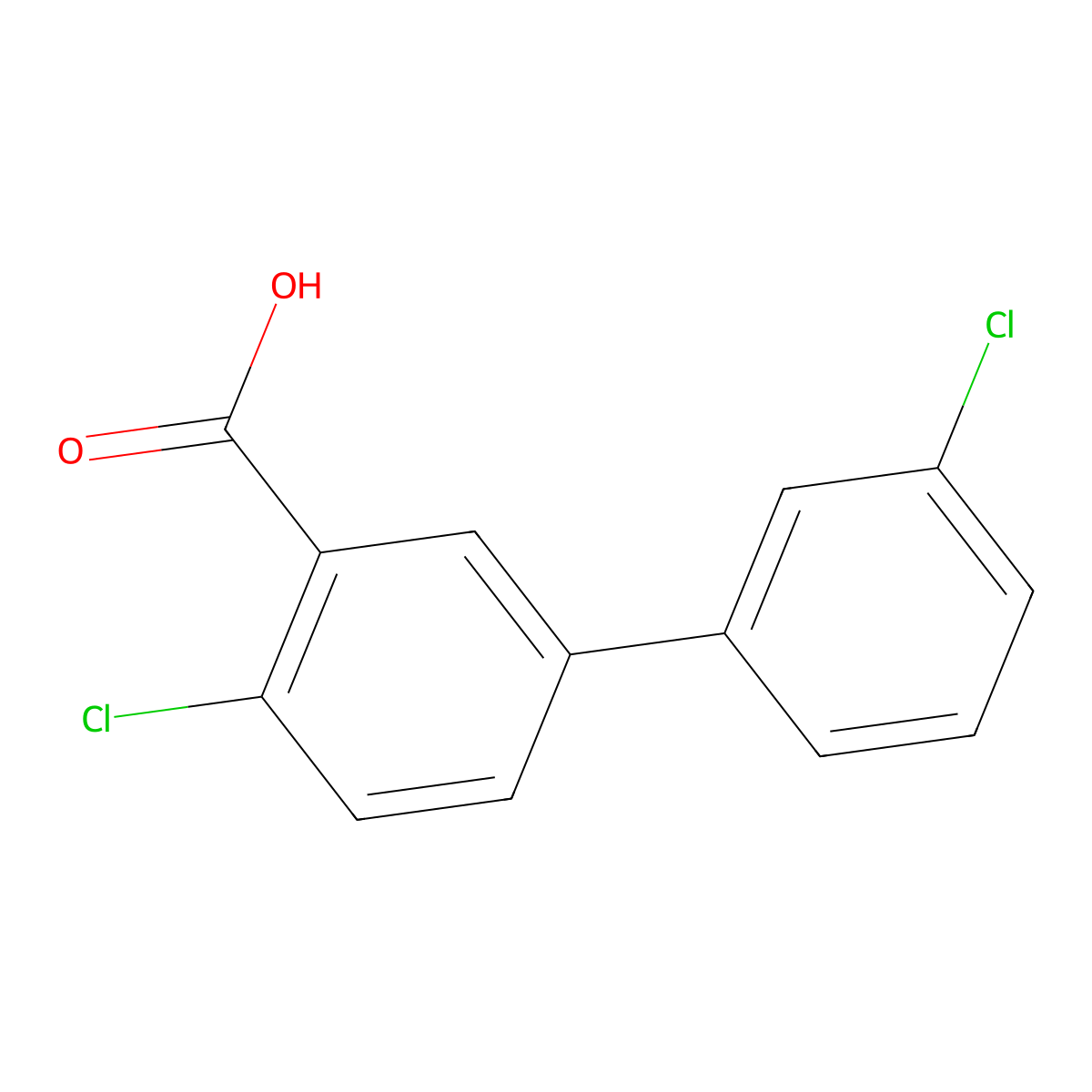 2-Chloro-5-(3-chlorophenyl)benzoic acid molecular structure, CAS 1261920-92-6