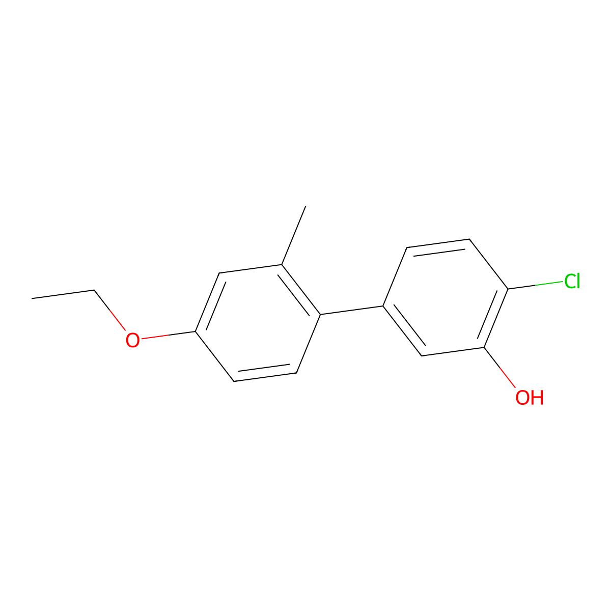 2-Chloro-5-(4-ethoxy-2-methylphenyl)phenol molecular structure, CAS 1261920-98-2