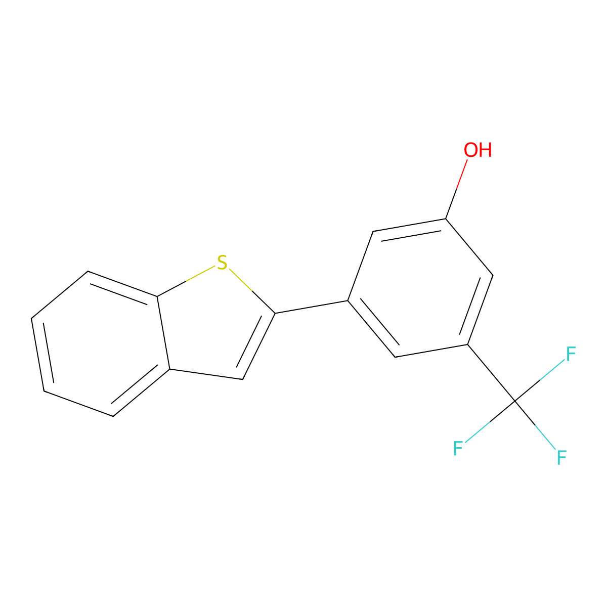 5-[Benzo(b)thiophen-2-yl]-3-trifluoromethylphenol molecular structure, CAS 1261921-08-7