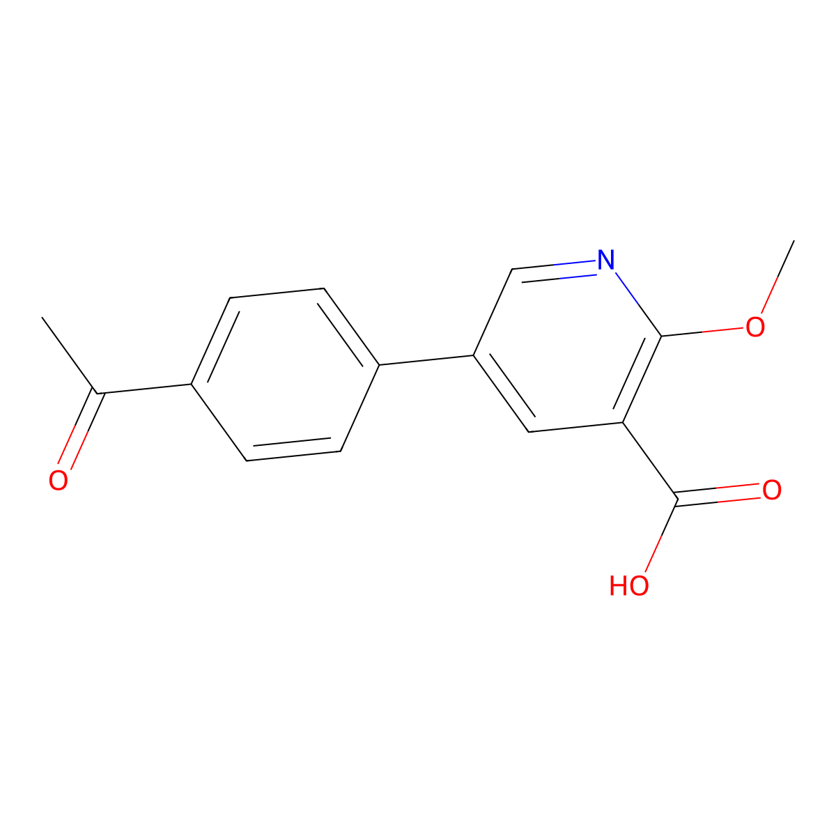 5-(4-Acetylphenyl)-2-methoxynicotinic acid molecular structure, CAS 1261921-09-8
