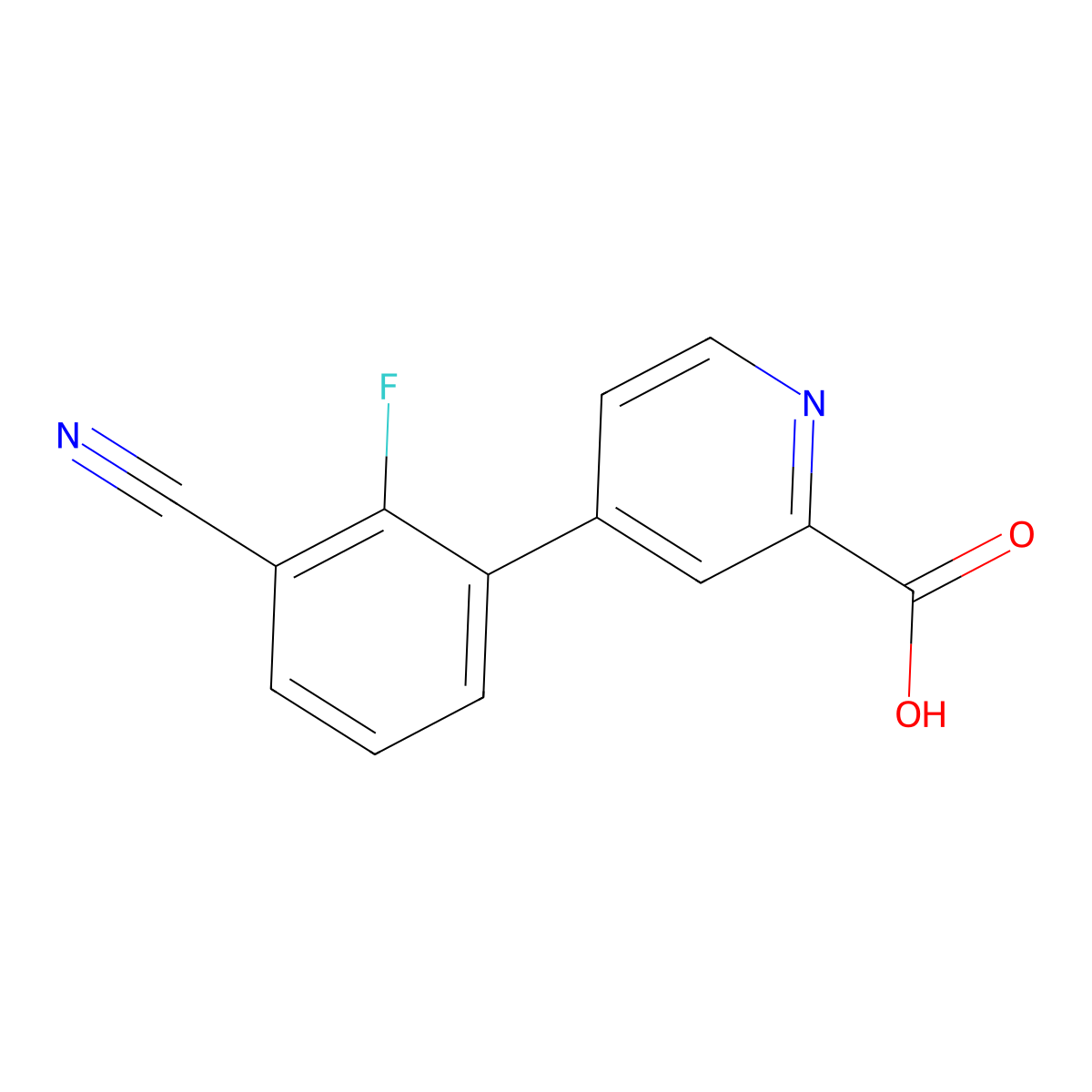 4-(3-Cyano-2-fluorophenyl)picolinic acid molecular structure, CAS 1261921-26-9