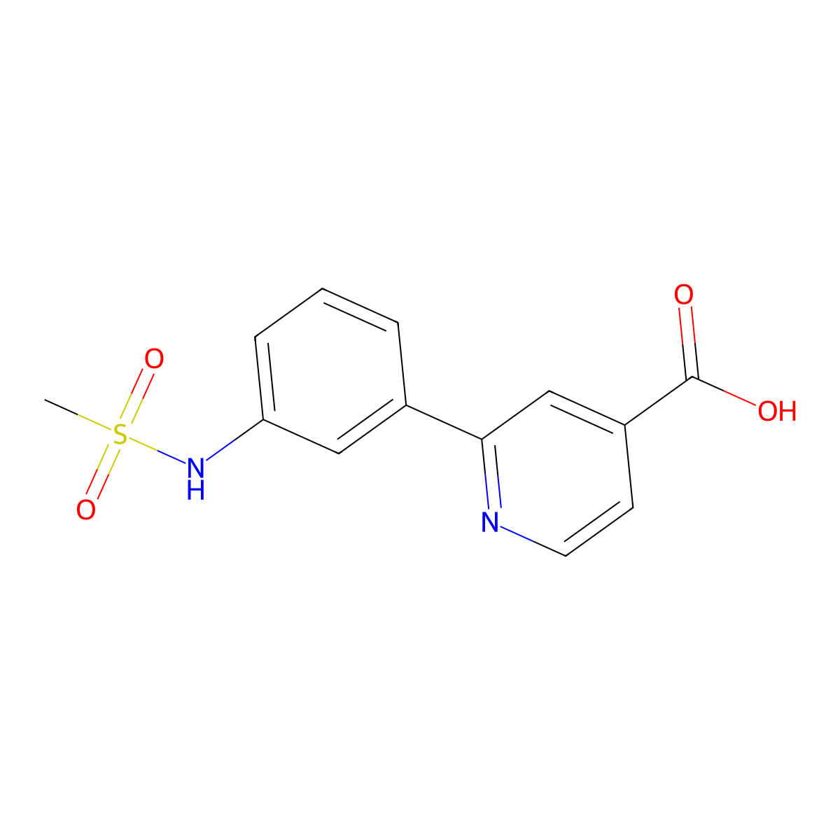 2-(3-Methylsulfonylaminophenyl)isonicotinic acid molecular structure, CAS 1261921-47-4