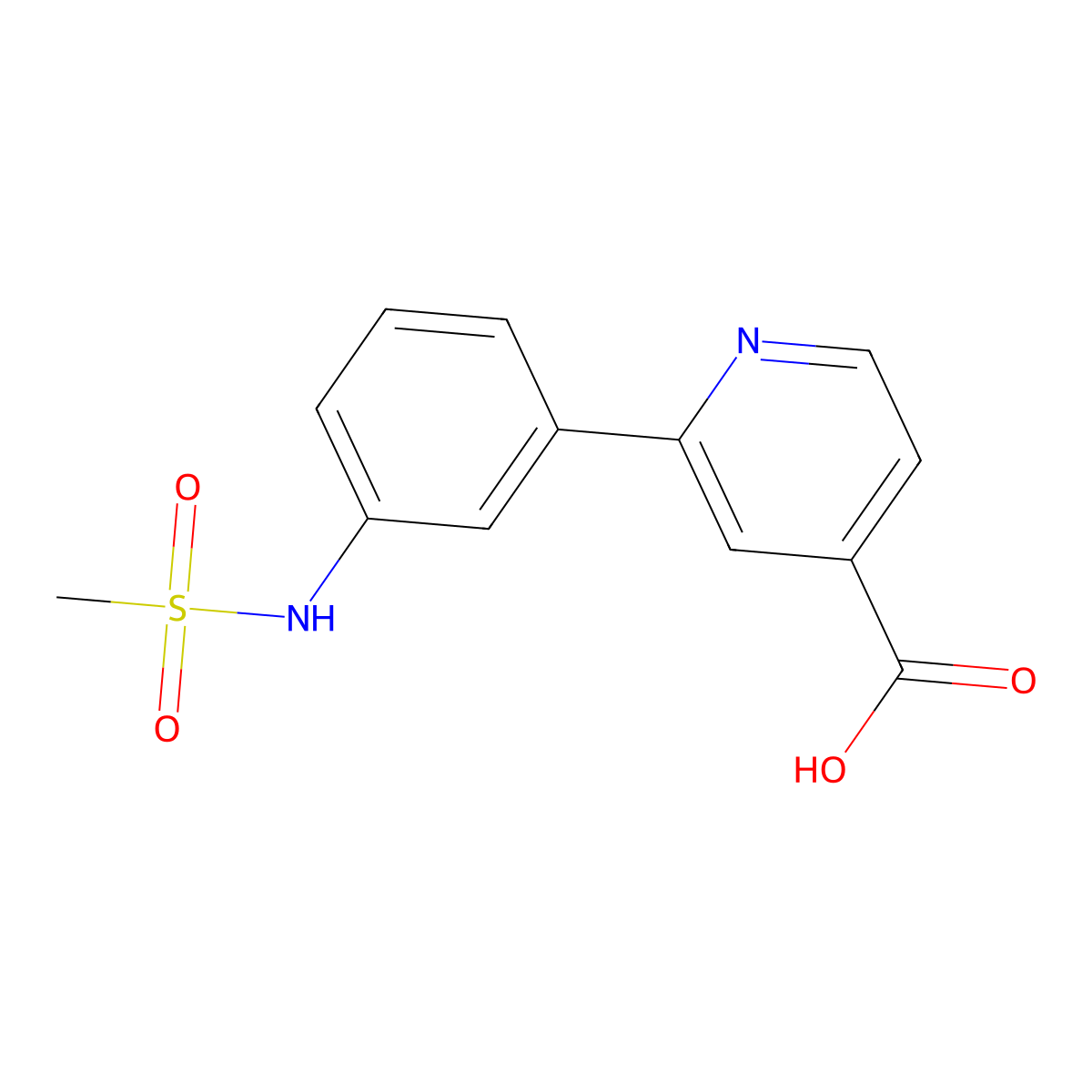 2-(3-Methylsulfonylaminophenyl)isonicotinic acid molecular structure, CAS 1261921-47-4