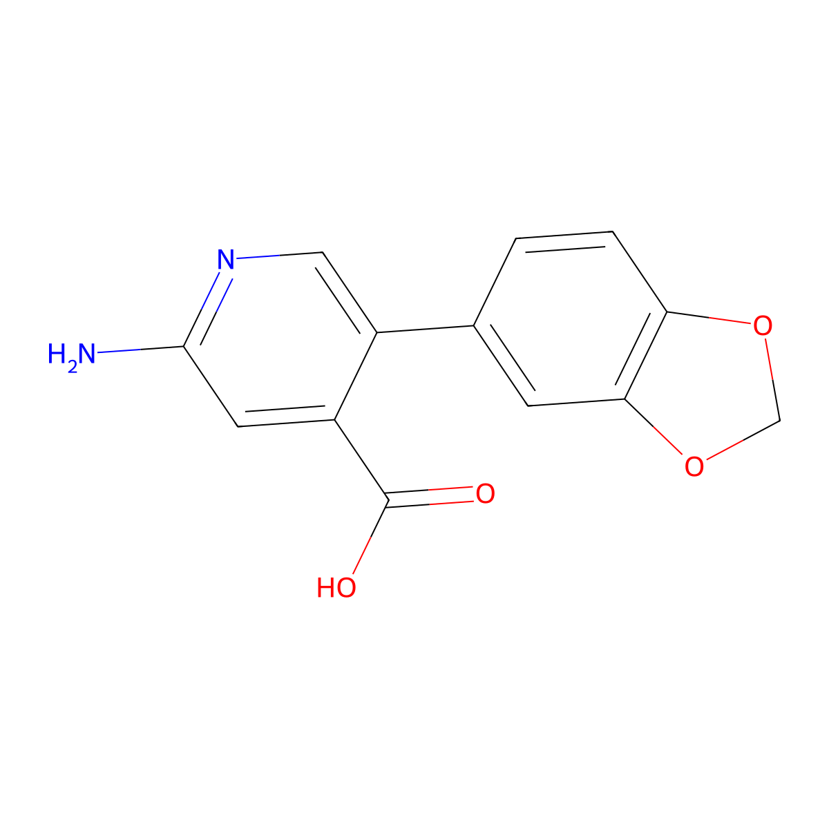 2-Amino-5-(3,4-methylenedioxyphenyl)isonicotinic acid molecular structure, CAS 1261921-50-9