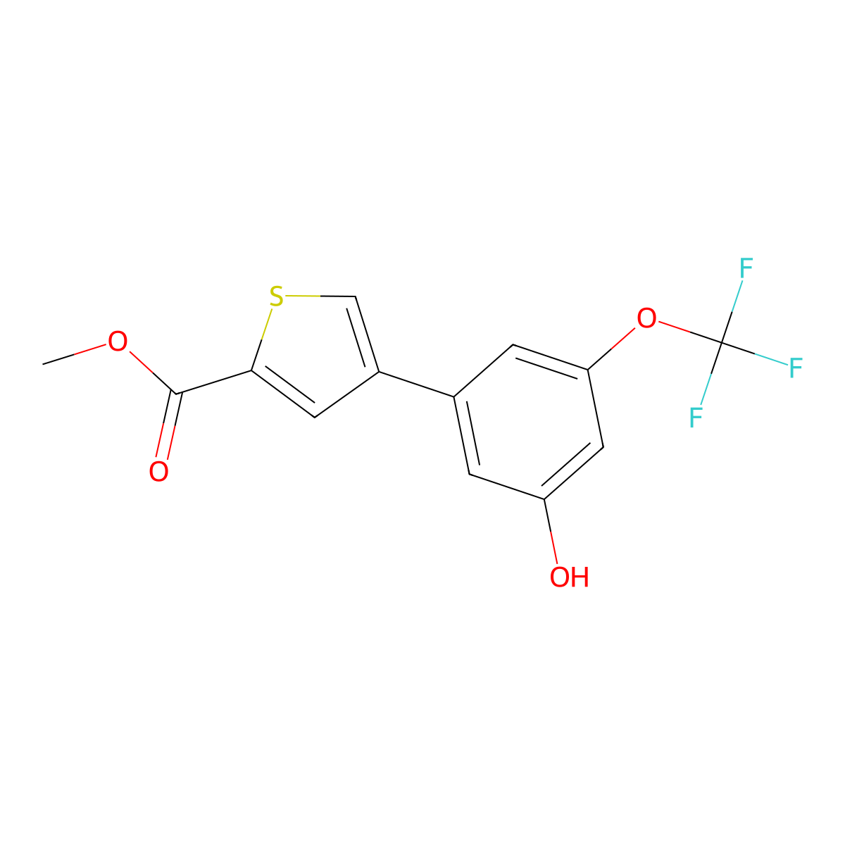 5-[5-(Methoxycarbonyl)thiophen-3-YL]-3-trifluoromethoxyphenol molecular structure, CAS 1261921-58-7