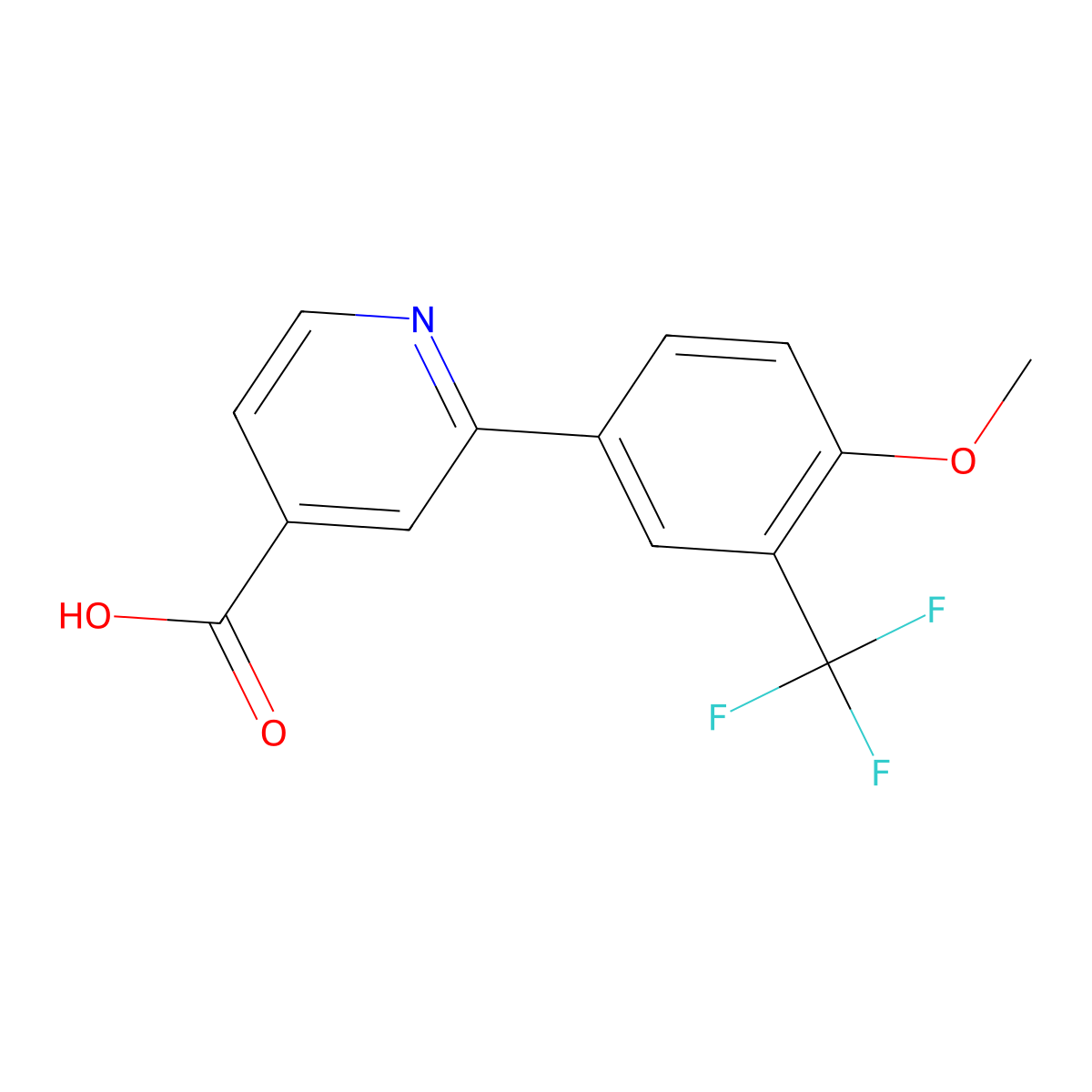 2-[4-Methoxy-3-(trifluoromethyl)phenyl]pyridine-4-carboxylic acid molecular structure, CAS 1261921-68-9