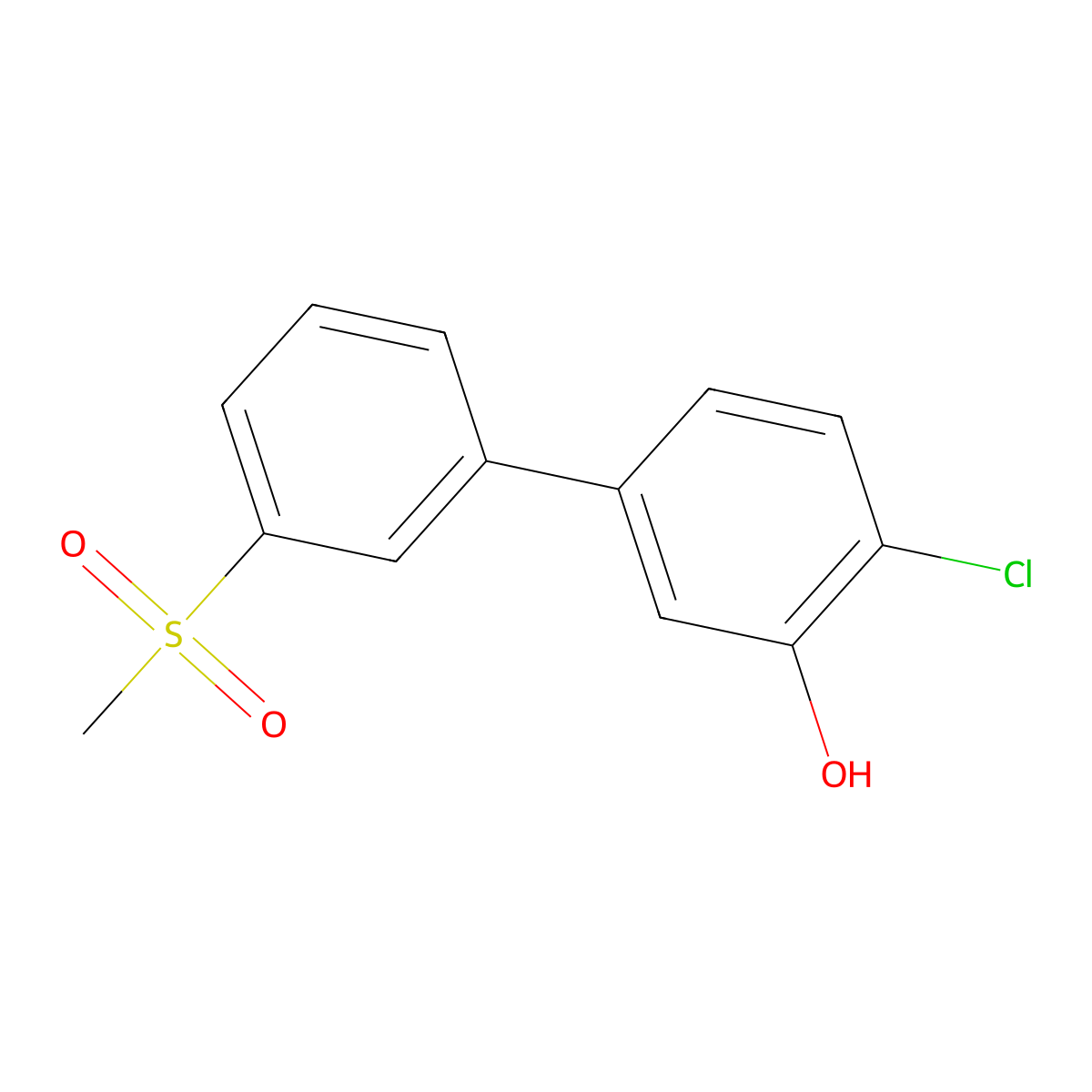 2-Chloro-5-(3-methylsulfonylphenyl)phenol molecular structure, CAS 1261921-84-9