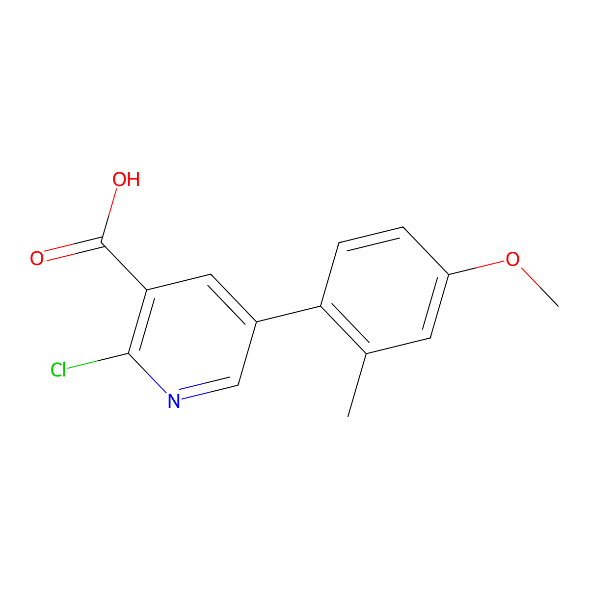 2-Chloro-5-(4-methoxy-2-methylphenyl)nicotinic acid molecular structure, CAS 1261921-94-1