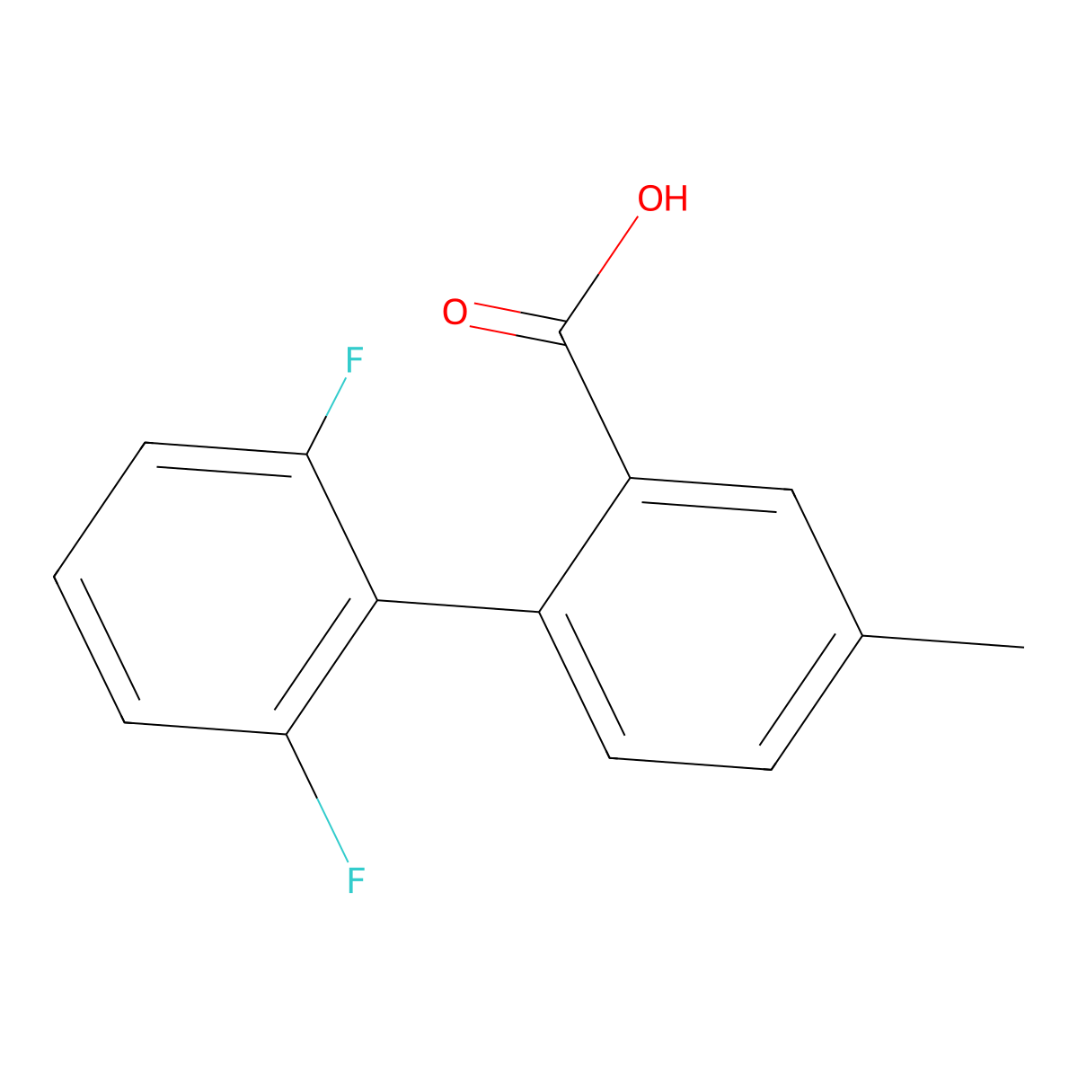 2-(2,6-Difluorophenyl)-5-methylbenzoic acid molecular structure, CAS 1261921-98-5