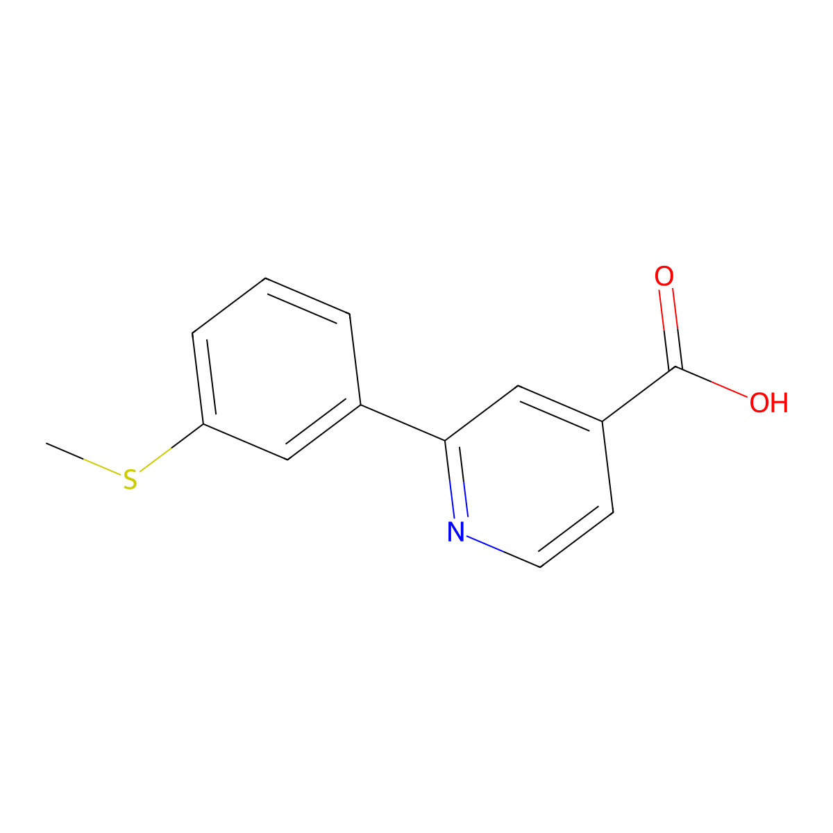 2-(3-Methylthiophenyl)isonicotinic acid molecular structure, CAS 1261922-19-3