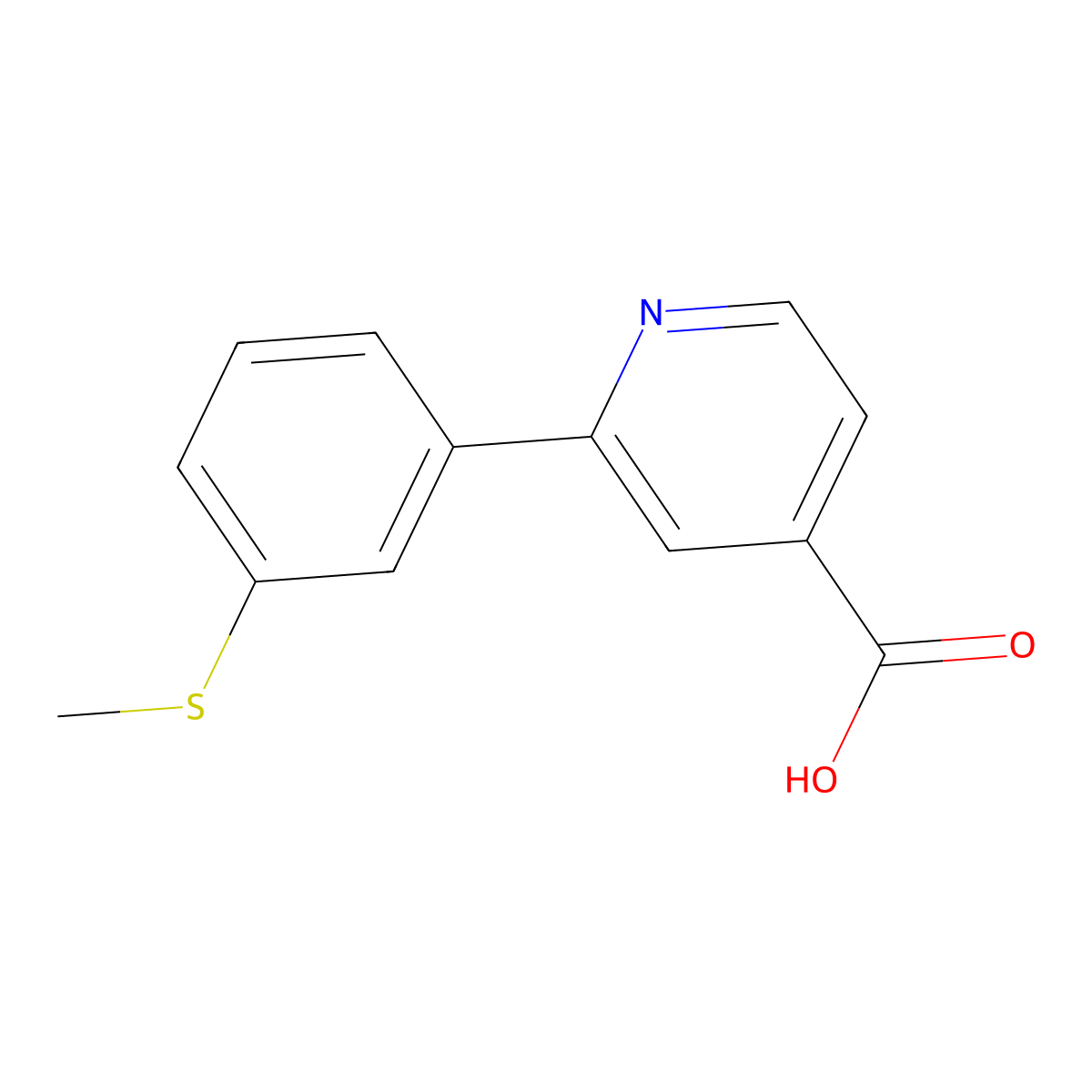 2-(3-Methylthiophenyl)isonicotinic acid molecular structure, CAS 1261922-19-3
