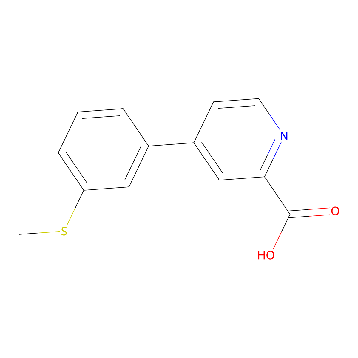 4-(3-Methylthiophenyl)picolinic acid molecular structure, CAS 1261922-43-3