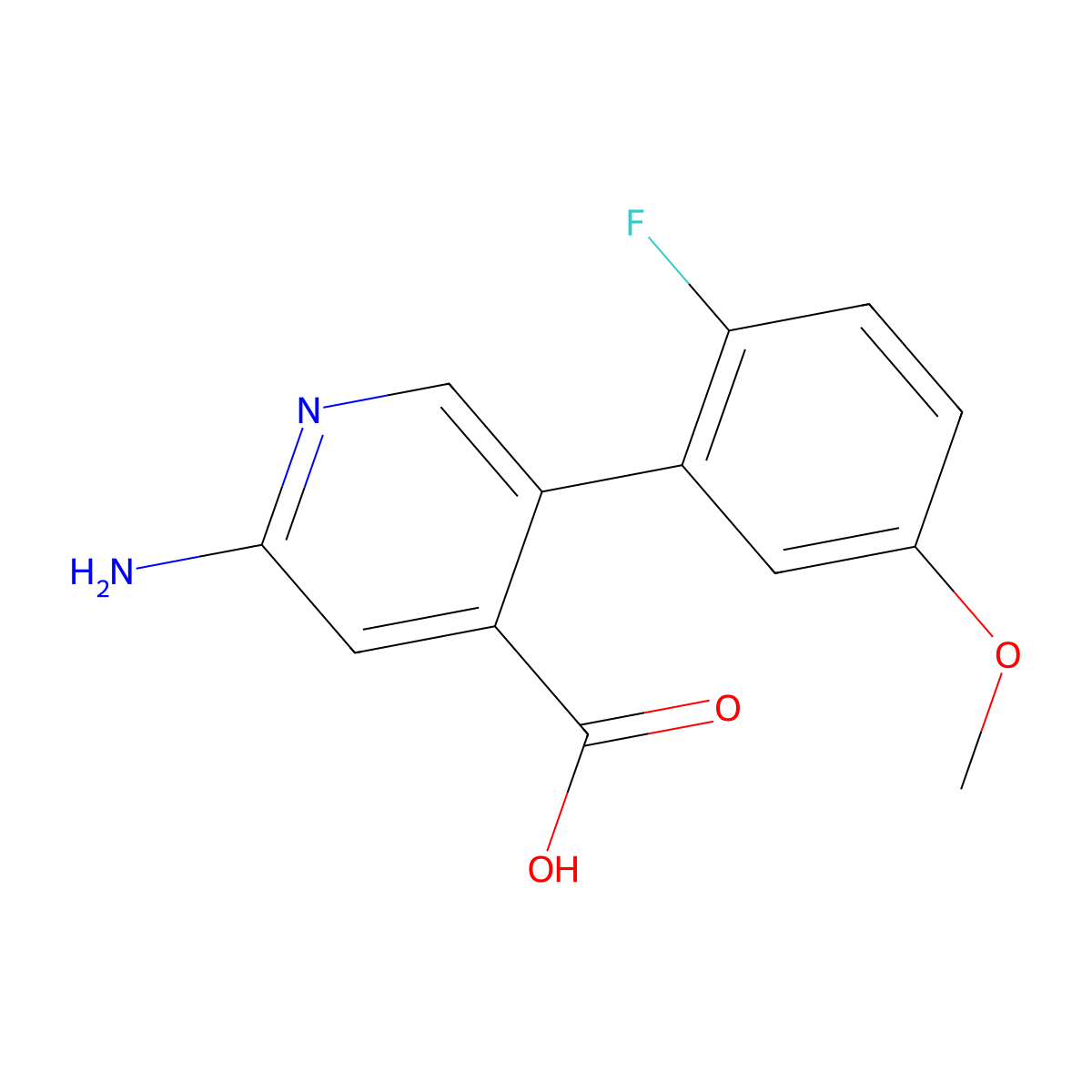2-Amino-5-(2-fluoro-5-methoxyphenyl)pyridine-4-carboxylic acid molecular structure, CAS 1261922-60-4