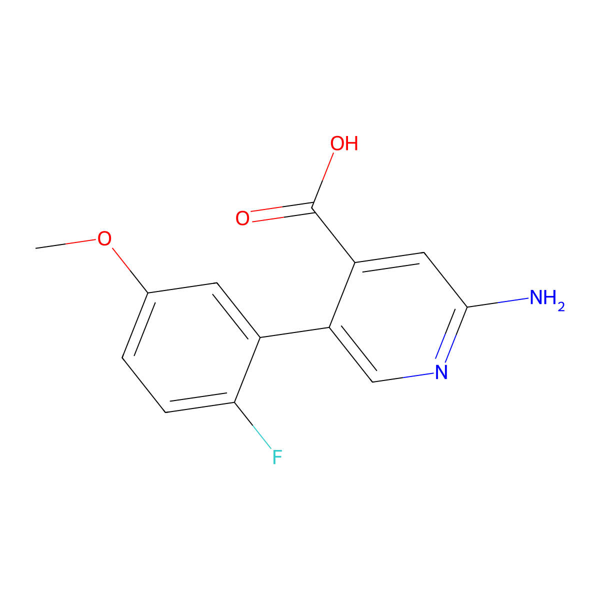 2-Amino-5-(2-fluoro-5-methoxyphenyl)pyridine-4-carboxylic acid molecular structure, CAS 1261922-60-4