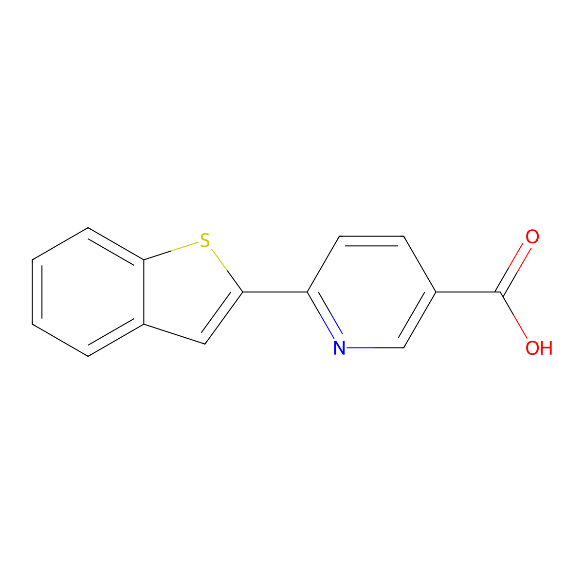 6-[Benzo(b)thiophen-2-yl]nicotinic acid molecular structure, CAS 1261922-63-7