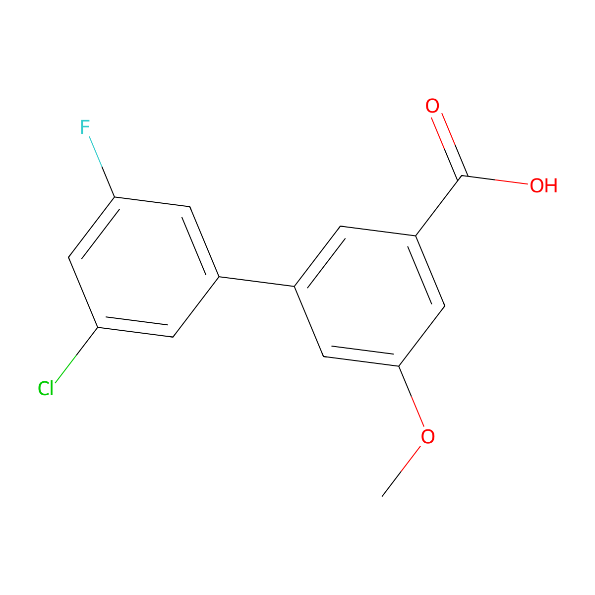 3-(3-Chloro-5-fluorophenyl)-5-methoxybenzoic acid molecular structure, CAS 1261922-66-0