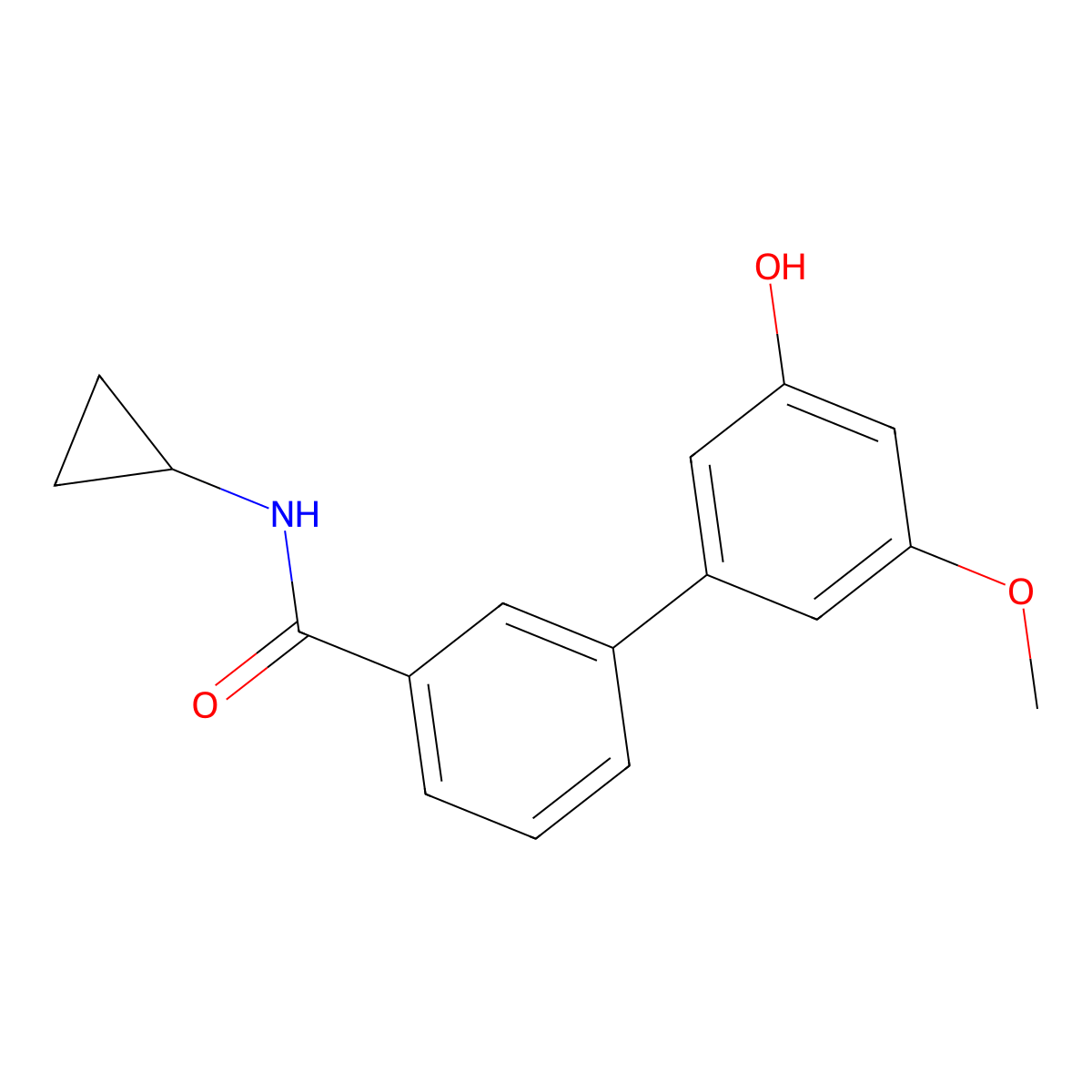 N-Cyclopropyl-3'-hydroxy-5'-methoxy[1,1'-biphenyl]-3-carboxamide molecular structure, CAS 1261922-84-2