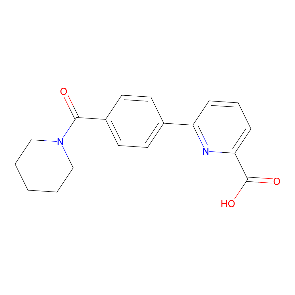6-[4-(Piperidinocarbonyl)phenyl]picolinic acid molecular structure, CAS 1261922-93-3