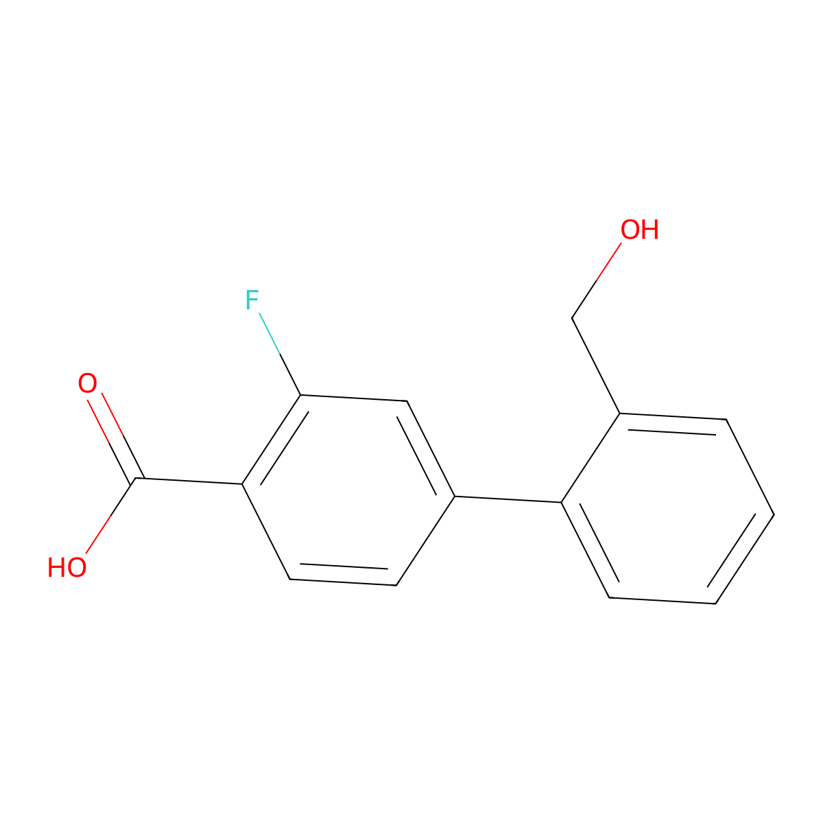 2-Fluoro-4-(2-hydroxymethylphenyl)benzoic acid molecular structure, CAS 1261922-96-6
