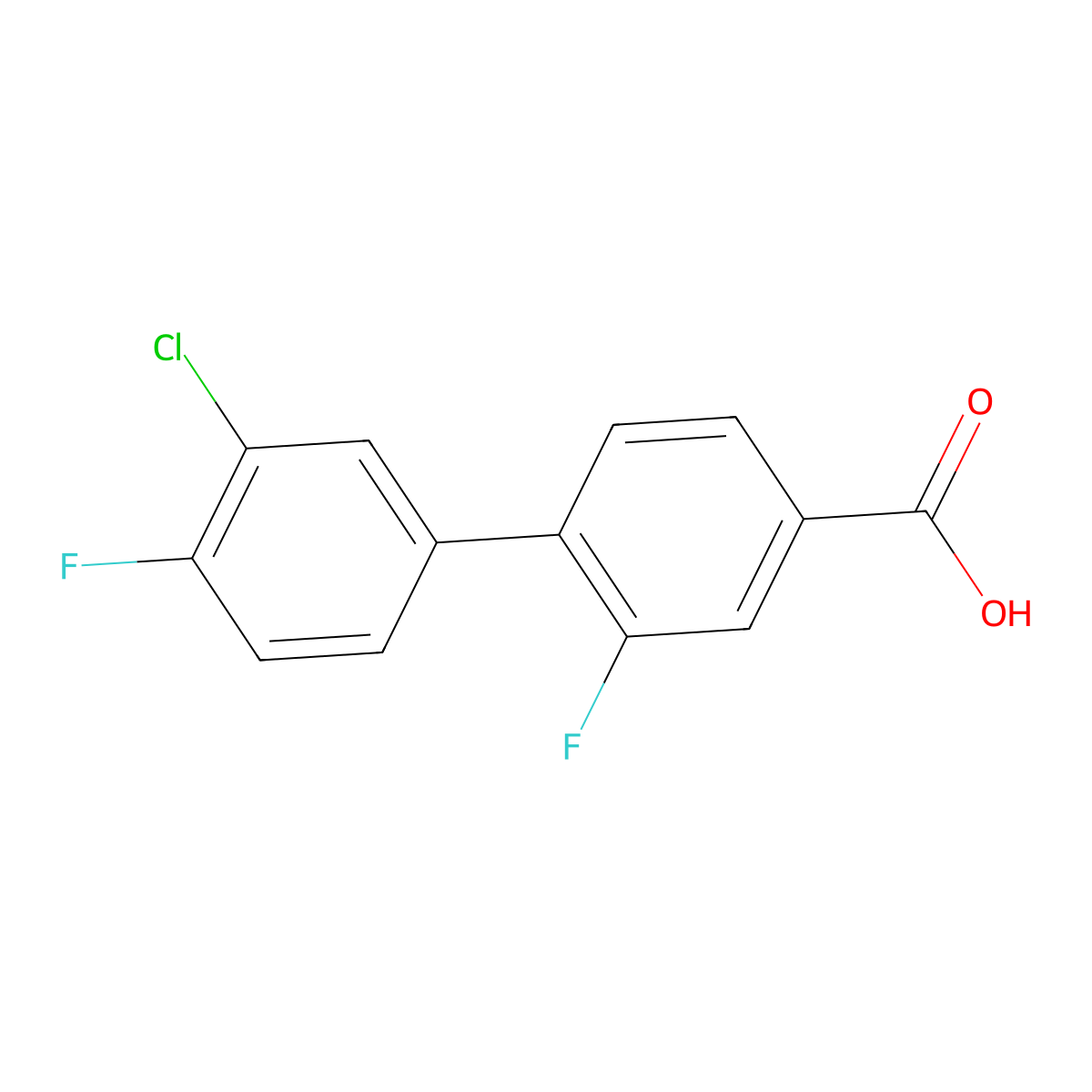 4-(3-Chloro-4-fluorophenyl)-3-fluorobenzoic acid molecular structure, CAS 1261922-99-9