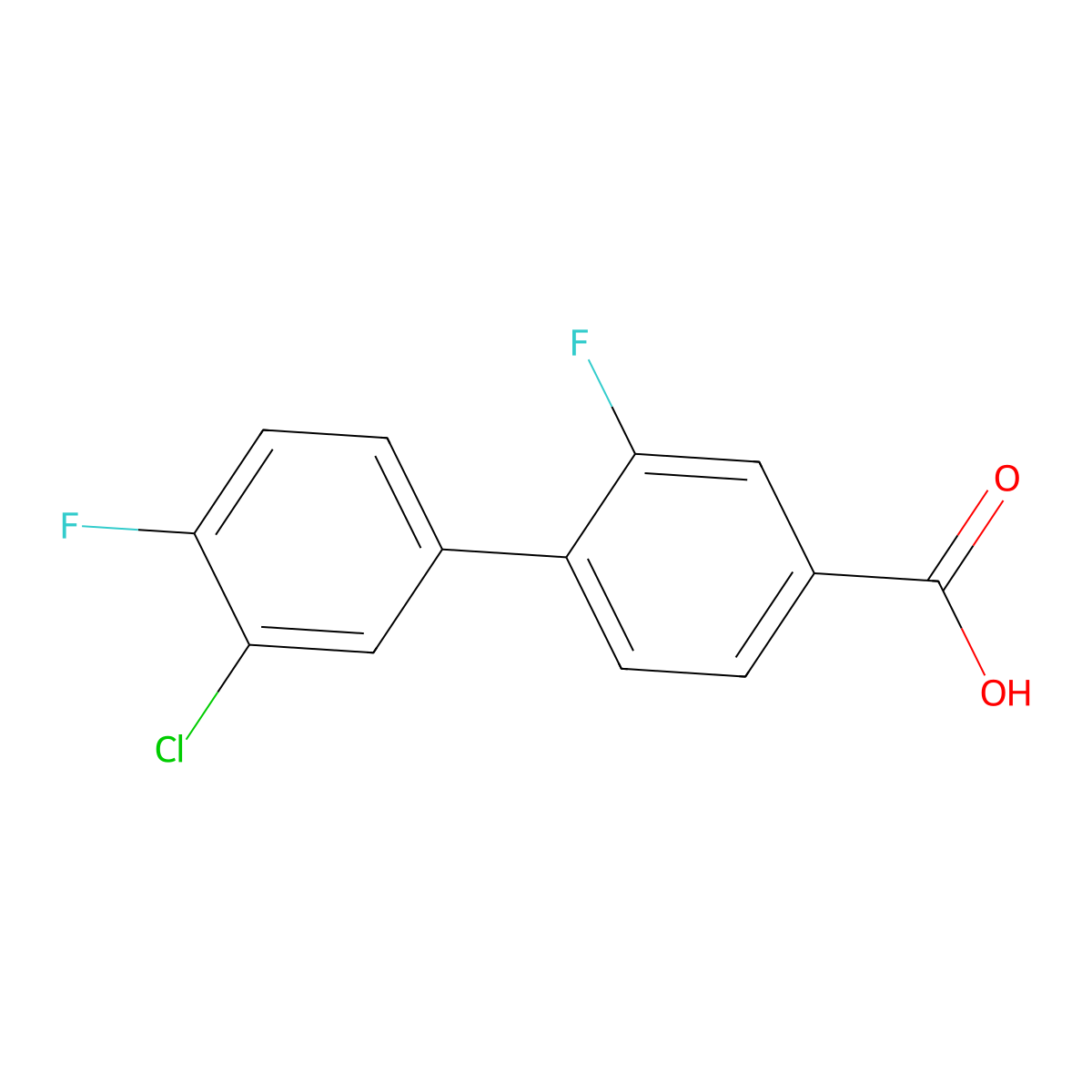 4-(3-Chloro-4-fluorophenyl)-3-fluorobenzoic acid molecular structure, CAS 1261922-99-9