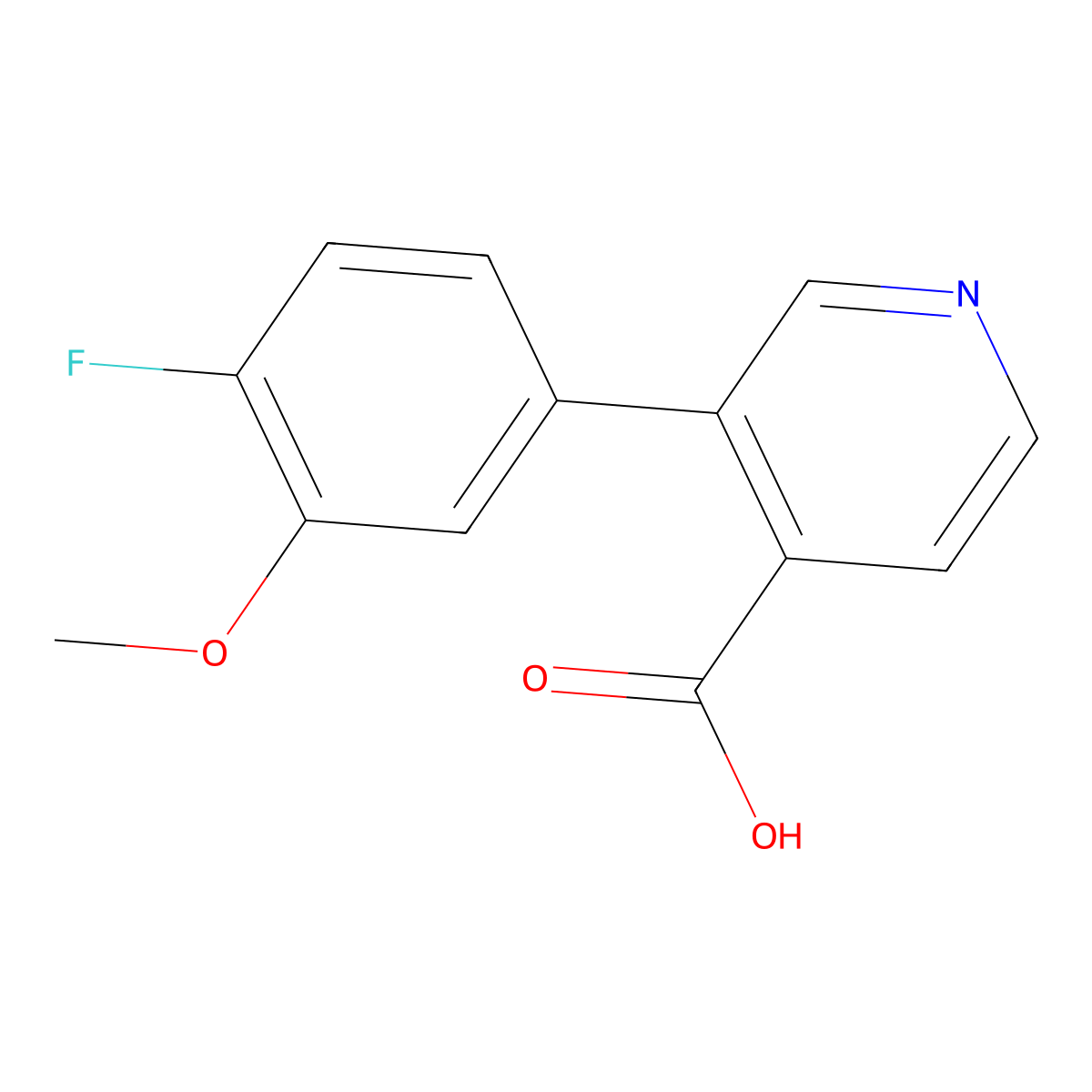3-(4-Fluoro-3-methoxyphenyl)isonicotinic acid molecular structure, CAS 1261923-04-9