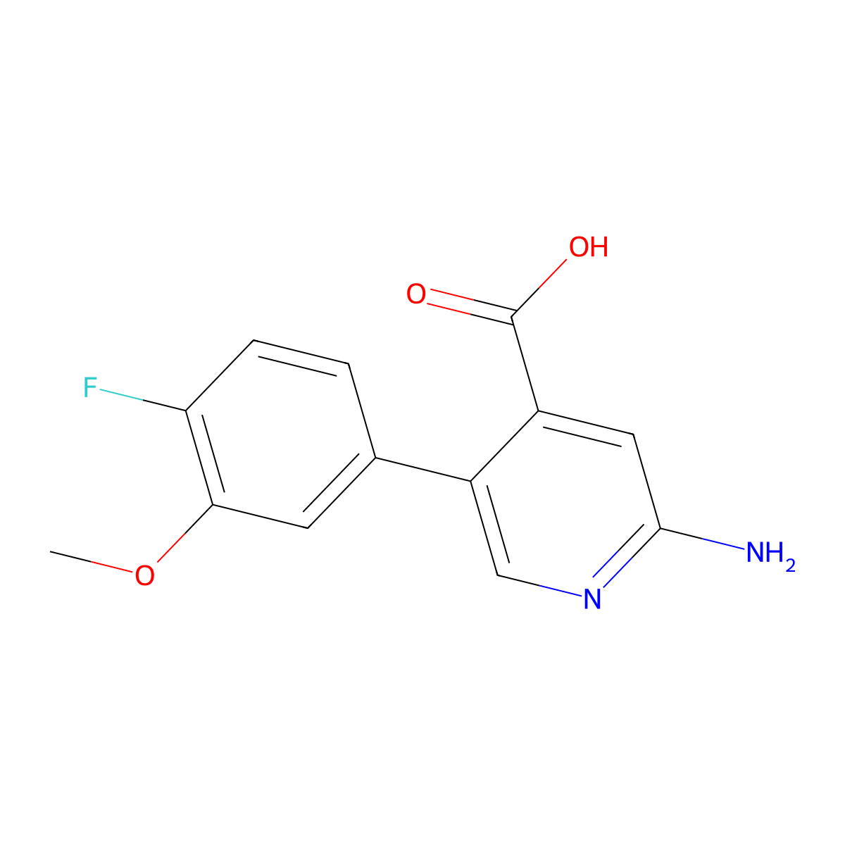 2-Amino-5-(4-fluoro-3-methoxyphenyl)pyridine-4-carboxylic acid molecular structure, CAS 1261923-08-3