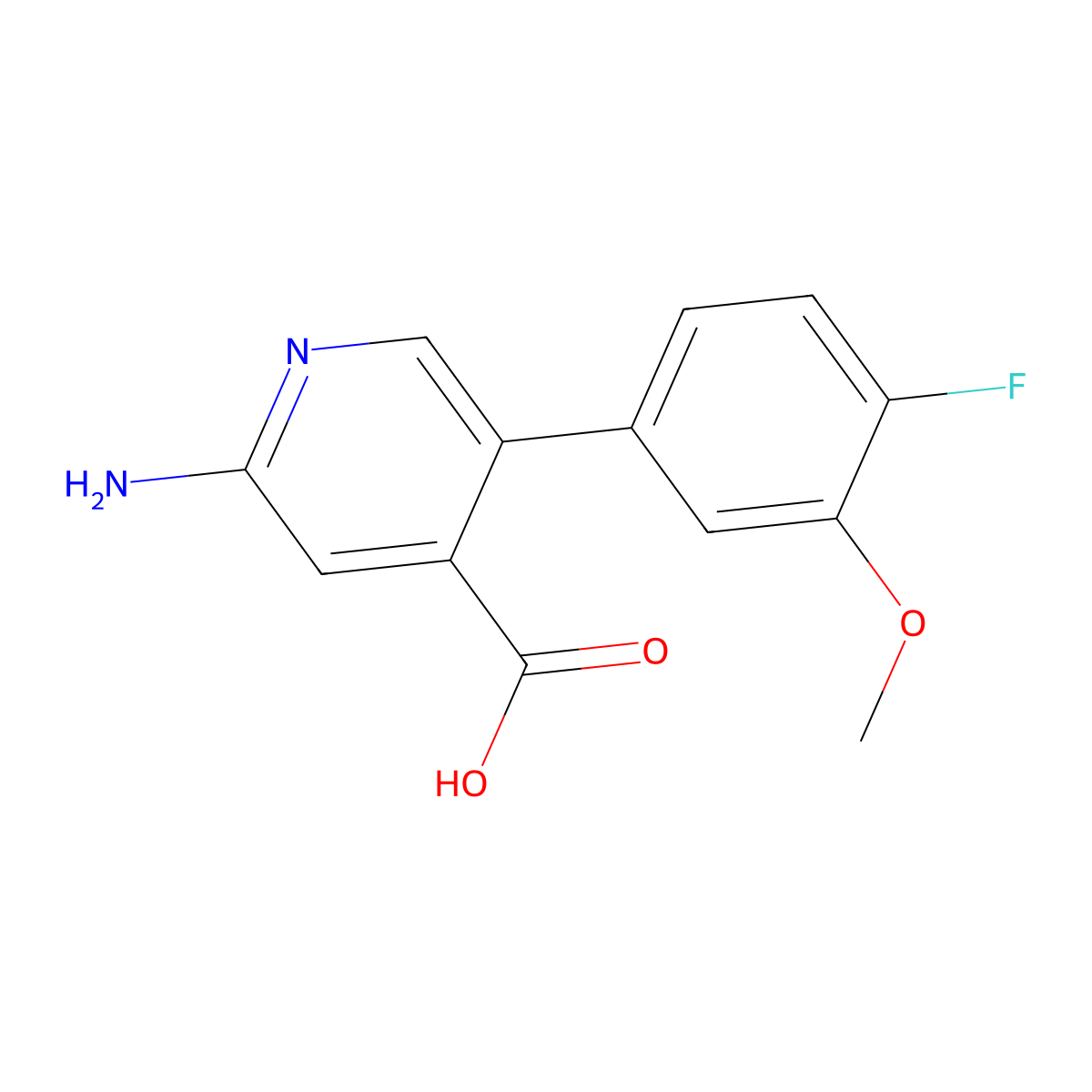 2-Amino-5-(4-fluoro-3-methoxyphenyl)pyridine-4-carboxylic acid molecular structure, CAS 1261923-08-3