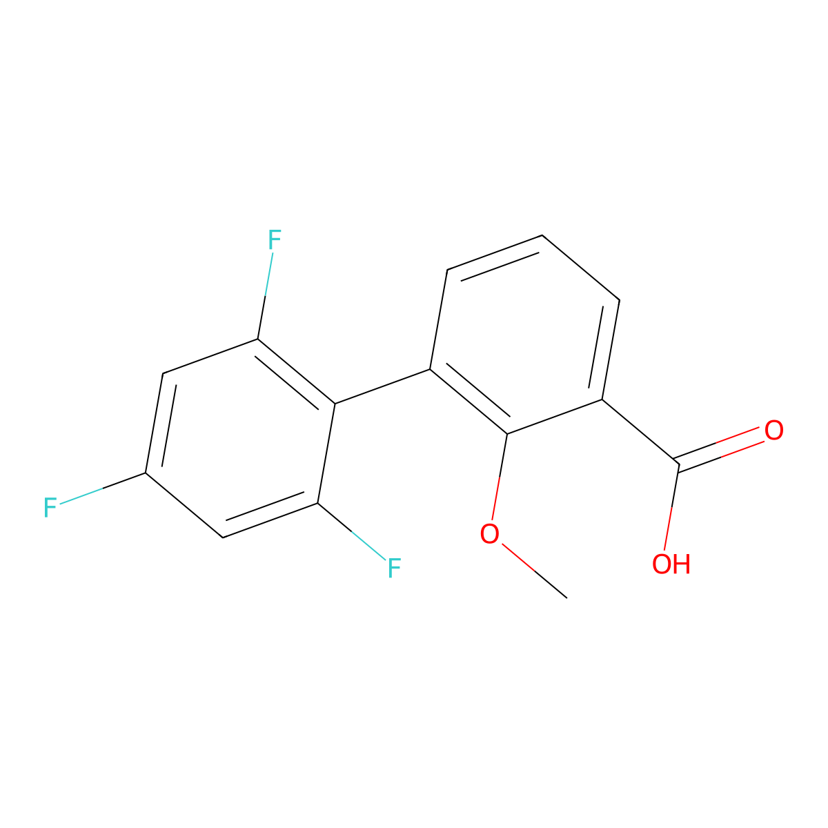 2-Methoxy-3-(2,4,6-trifluorophenyl)benzoic acid molecular structure, CAS 1261923-10-7