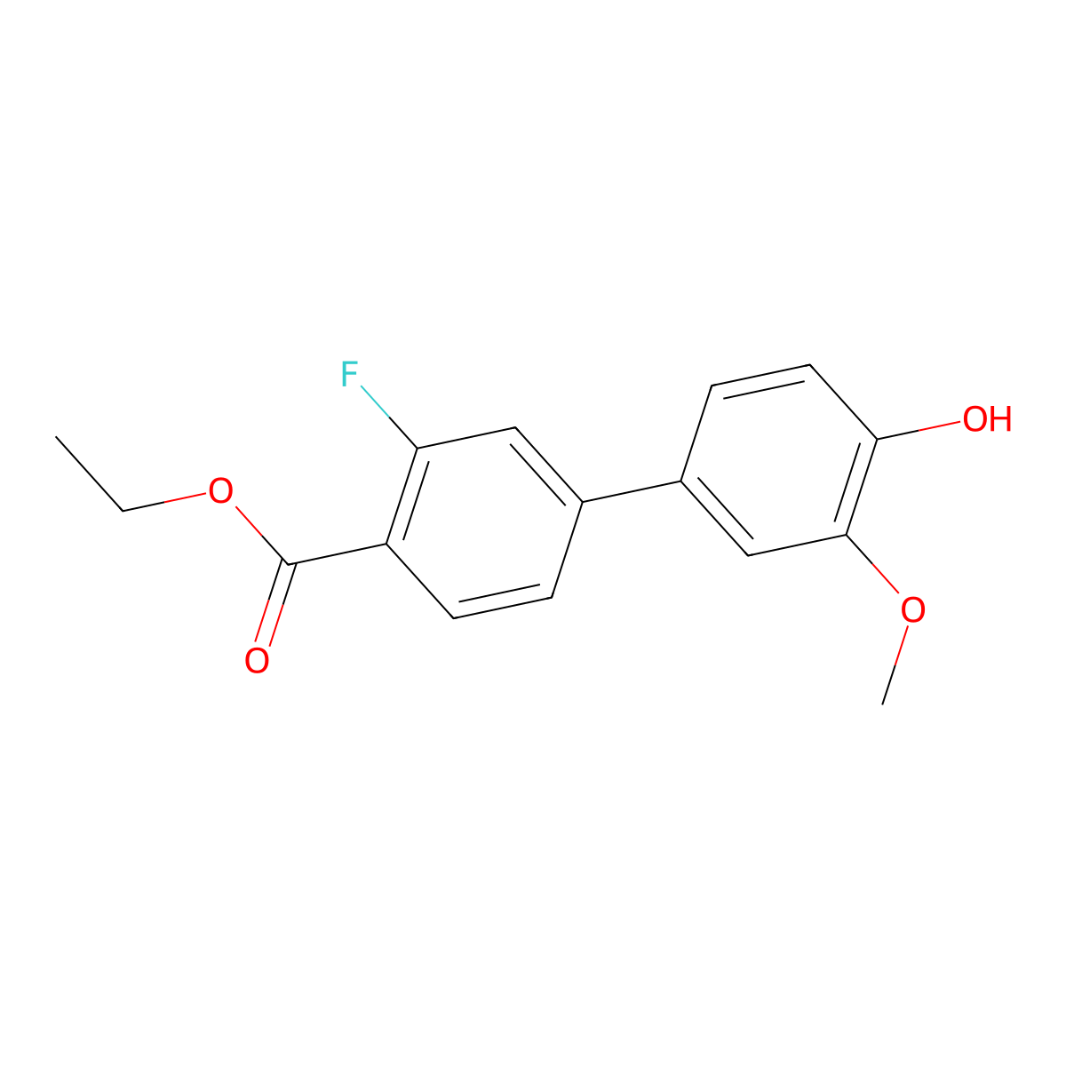 4-[4-(Ethoxycarbonyl)-3-fluorophenyl]-2-methoxyphenol molecular structure, CAS 1261923-12-9