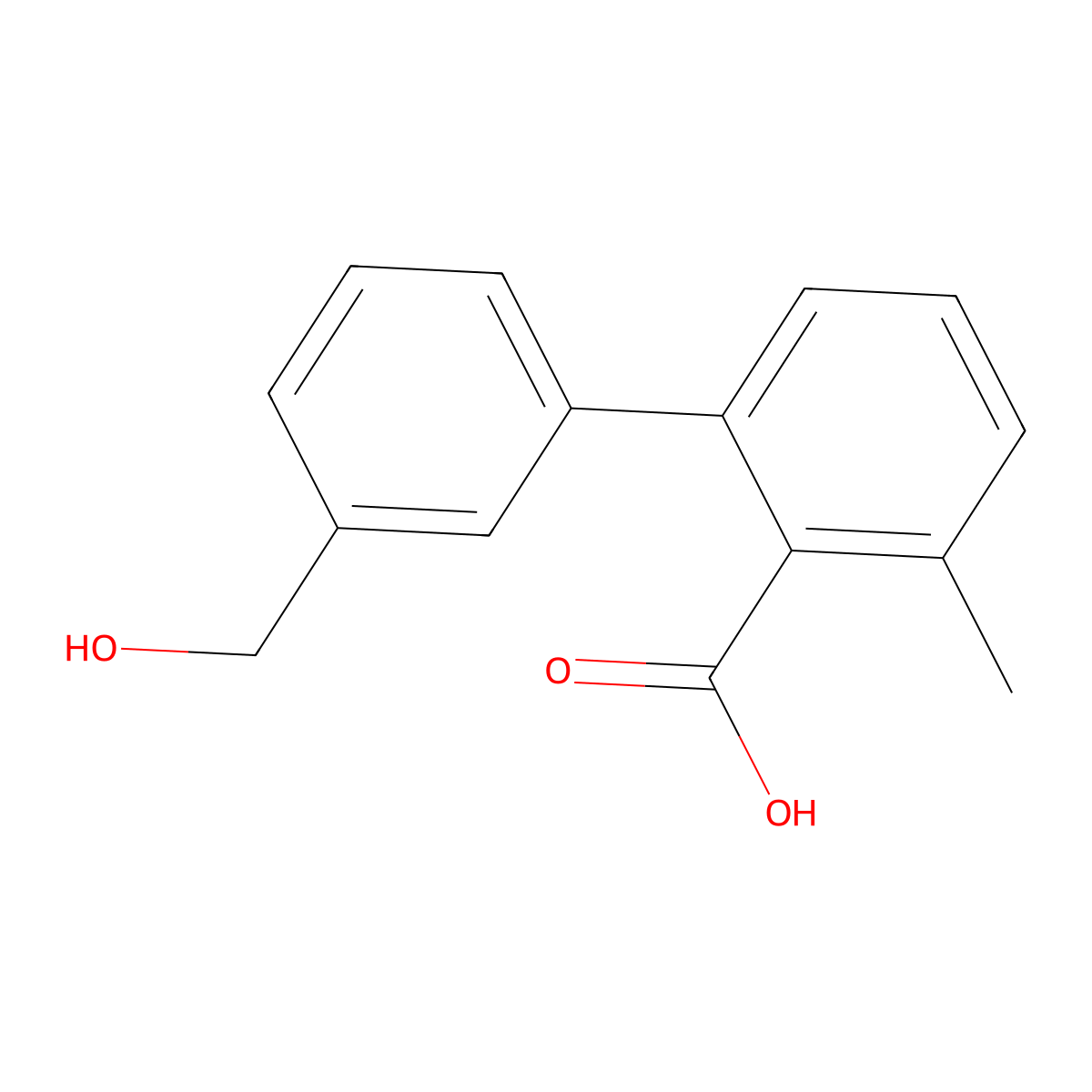 2-(3-Hydroxymethylphenyl)-6-methylbenzoic acid molecular structure, CAS 1261923-23-2
