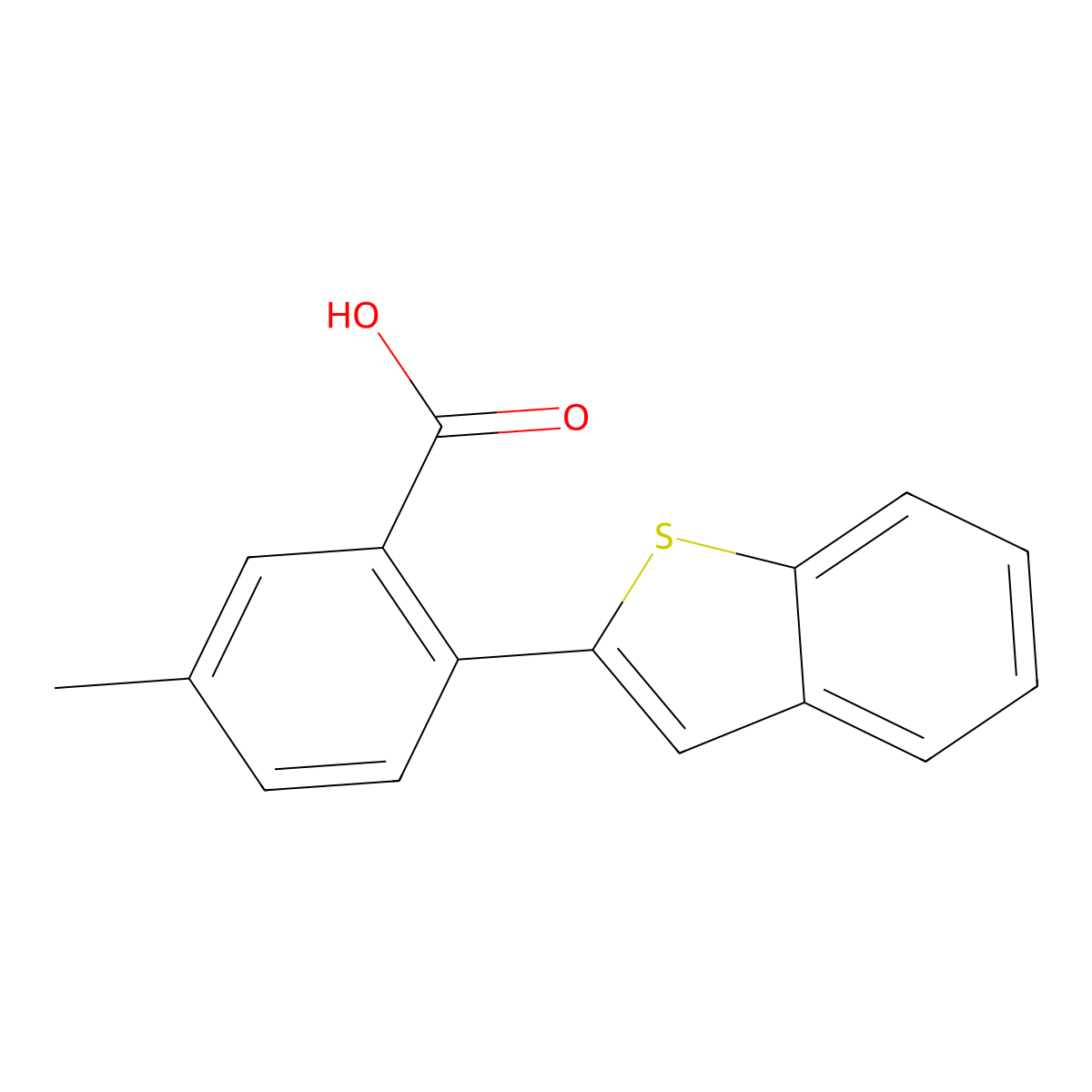 2-[Benzo(b)thiophen-2-yl]-5-methylbenzoic acid molecular structure, CAS 1261923-41-4