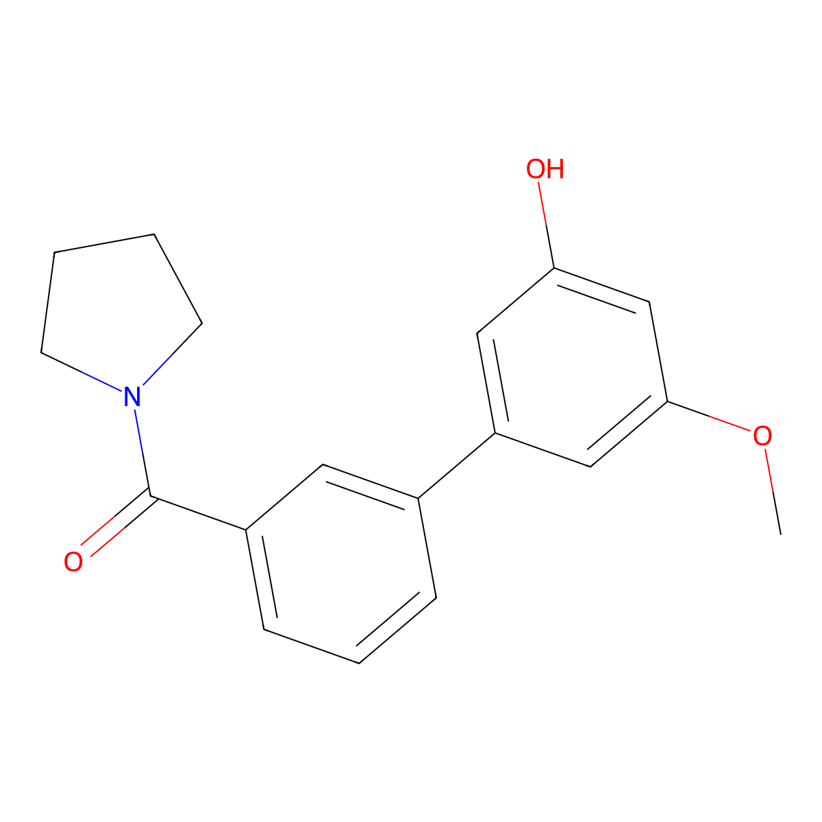 (3'-Hydroxy-5'-methoxy[1,1'-biphenyl]-3-yl)(pyrrolidin-1-yl)methanone molecular structure, CAS 1261923-48-1