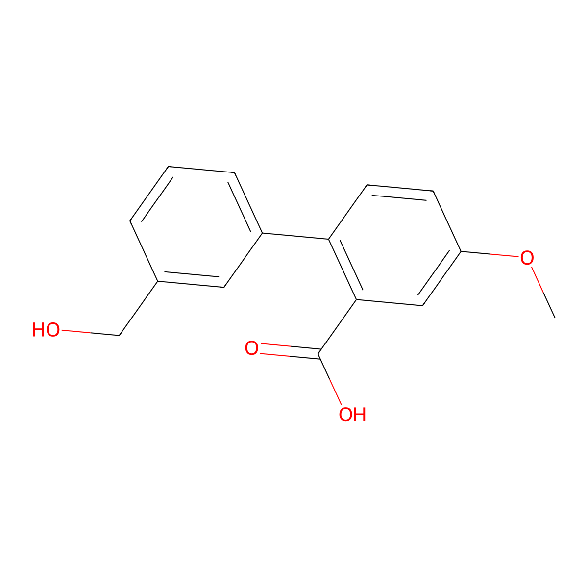 2-(3-Hydroxymethylphenyl)-5-methoxybenzoic acid molecular structure, CAS 1261923-52-7