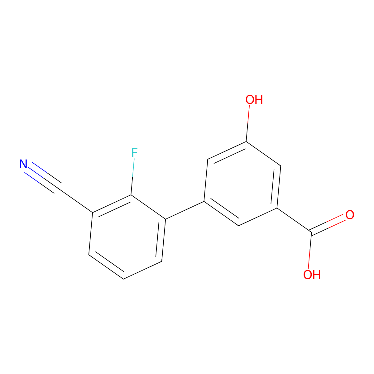 3-(3-Cyano-2-fluorophenyl)-5-hydroxybenzoic acid molecular structure, CAS 1261923-59-4