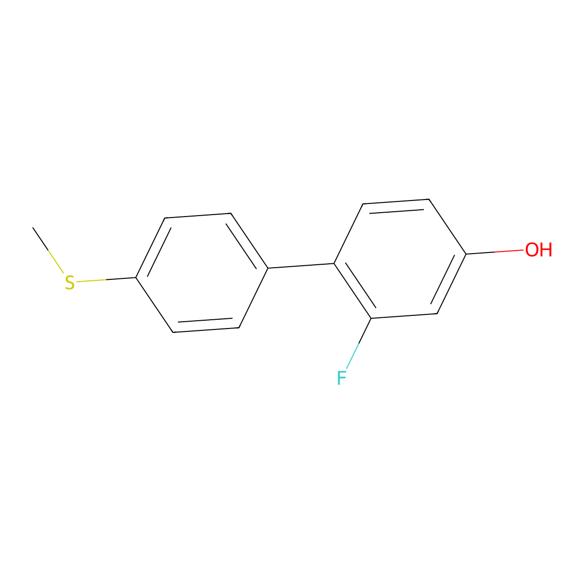 3-Fluoro-4-(4-methylthiophenyl)phenol molecular structure, CAS 1261923-62-9